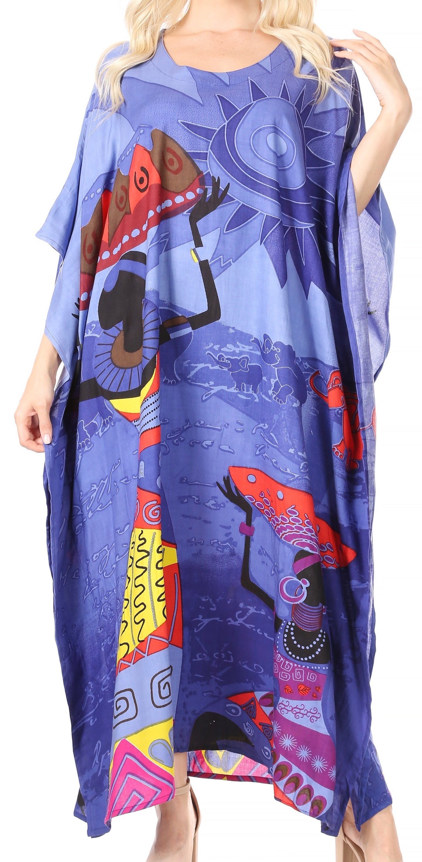 Sakkas Mera Women's Long Loose Short Sleeve Summer Casual Caftan Kaftan Dress - Concordia Style Boutique