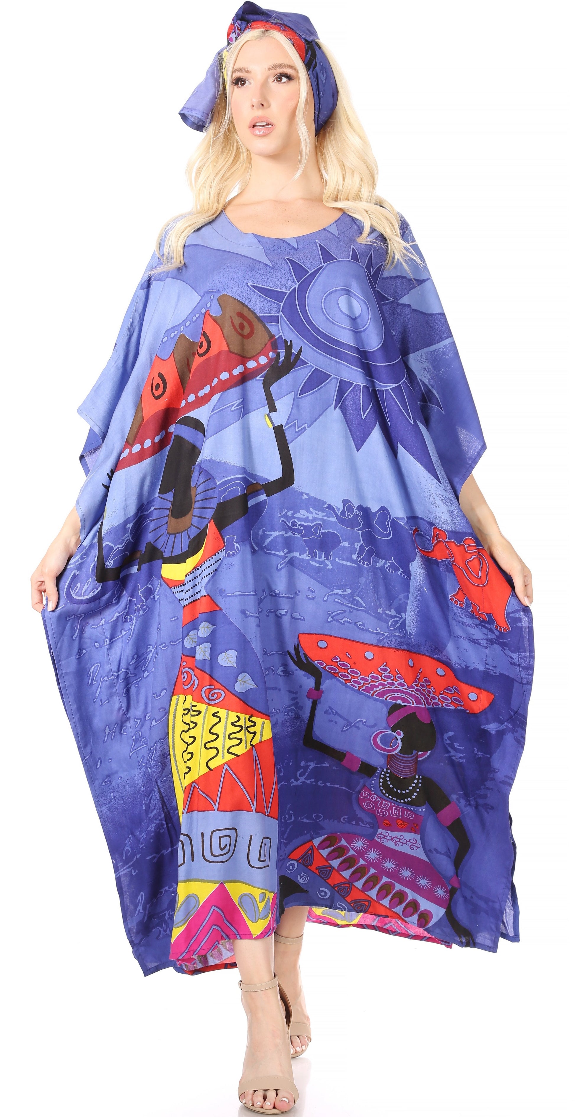 Sakkas Mera Women's Long Loose Short Sleeve Summer Casual Caftan Kaftan Dress - Concordia Style Boutique