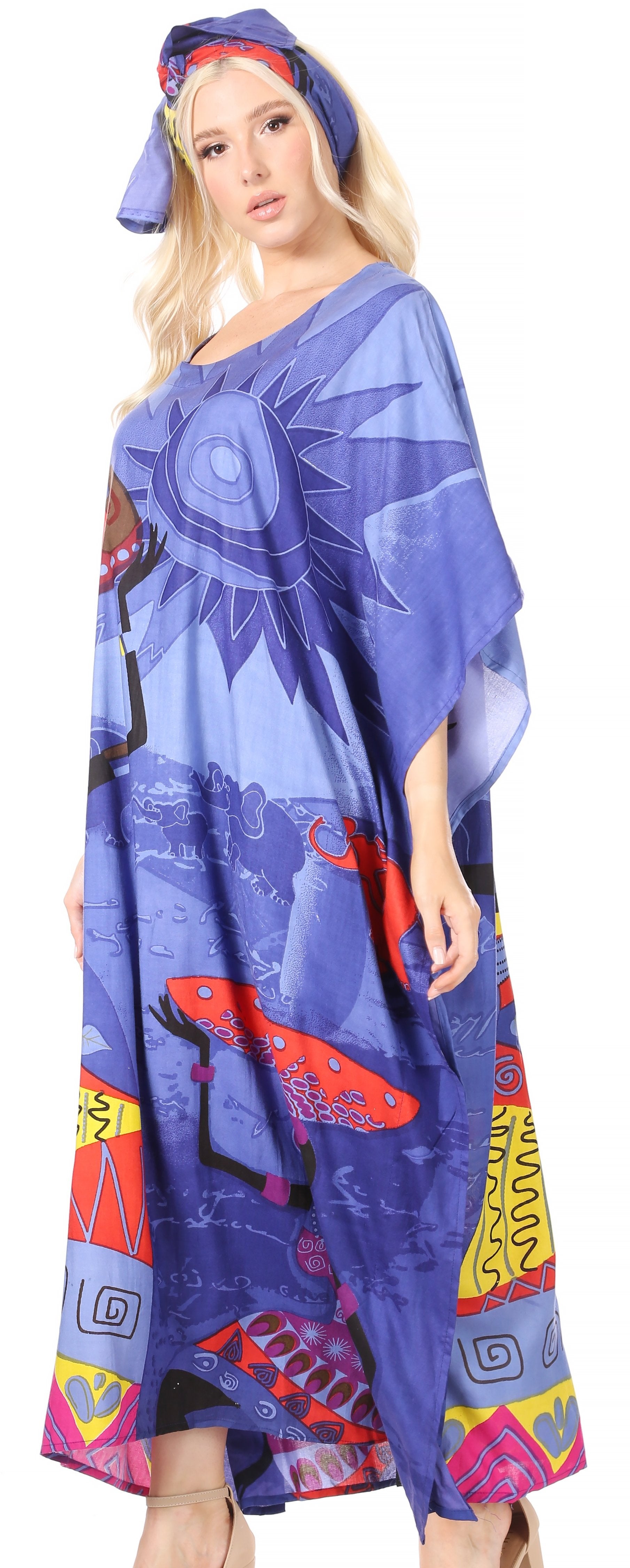 Sakkas Mera Women's Long Loose Short Sleeve Summer Casual Caftan Kaftan Dress - Concordia Style Boutique