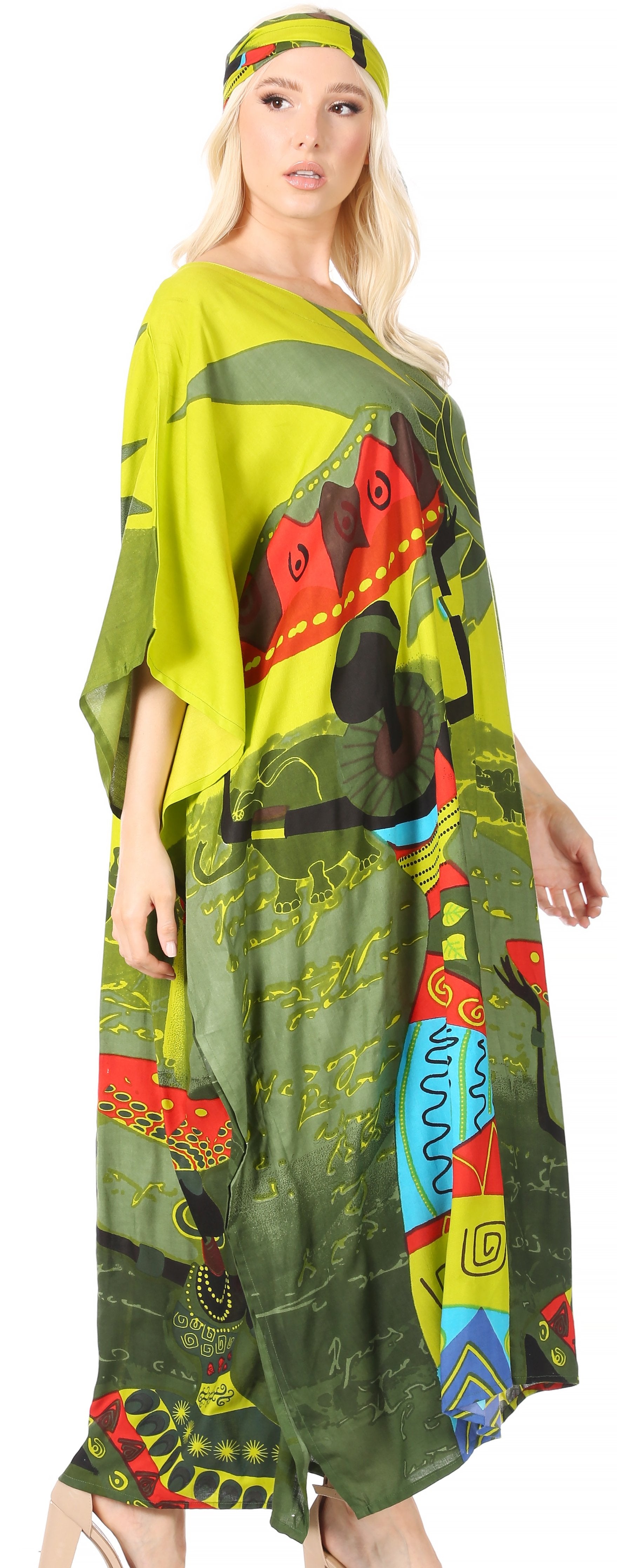 Sakkas Mera Women's Long Loose Short Sleeve Summer Casual Caftan Kaftan Dress - Concordia Style Boutique