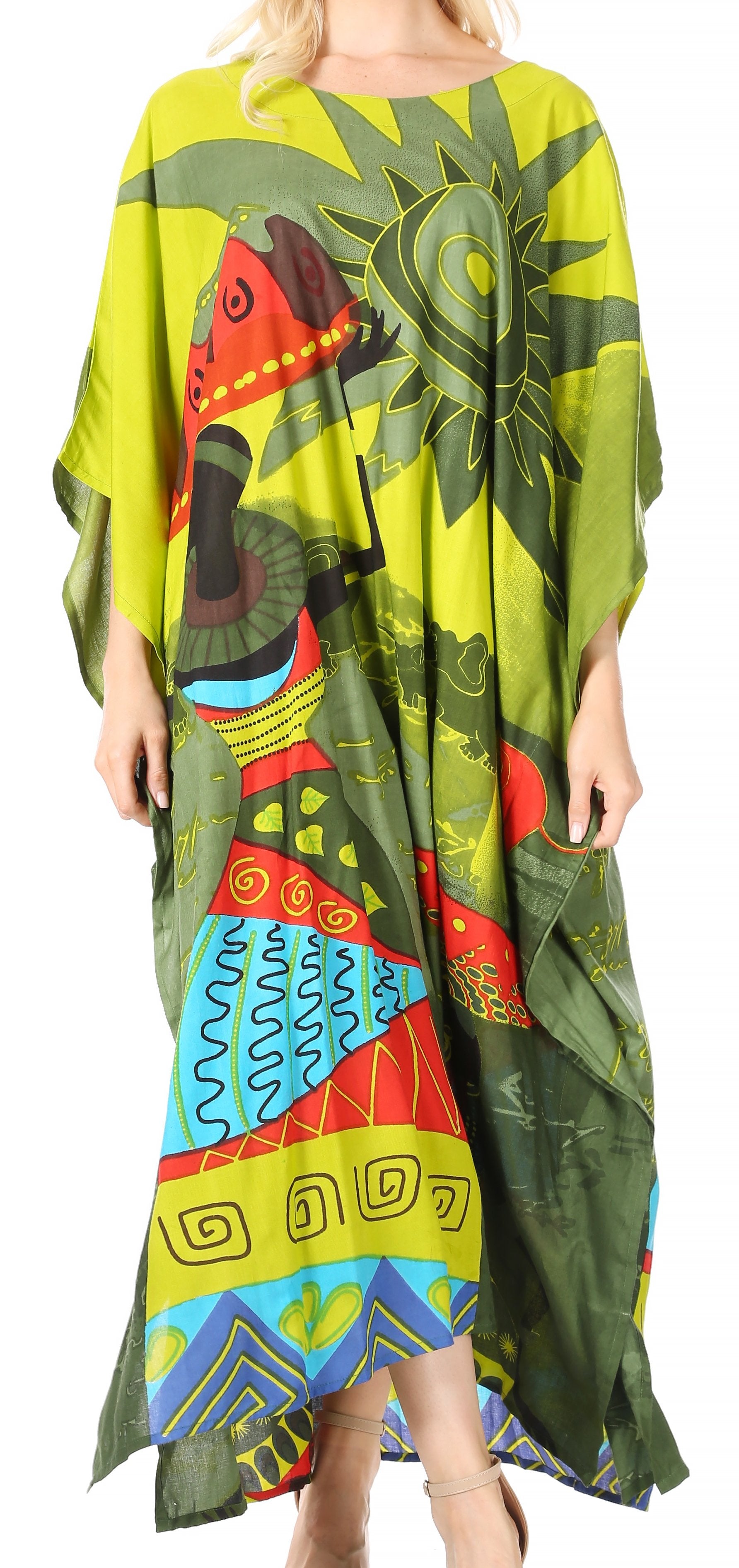 Sakkas Mera Women's Long Loose Short Sleeve Summer Casual Caftan Kaftan Dress - Concordia Style Boutique