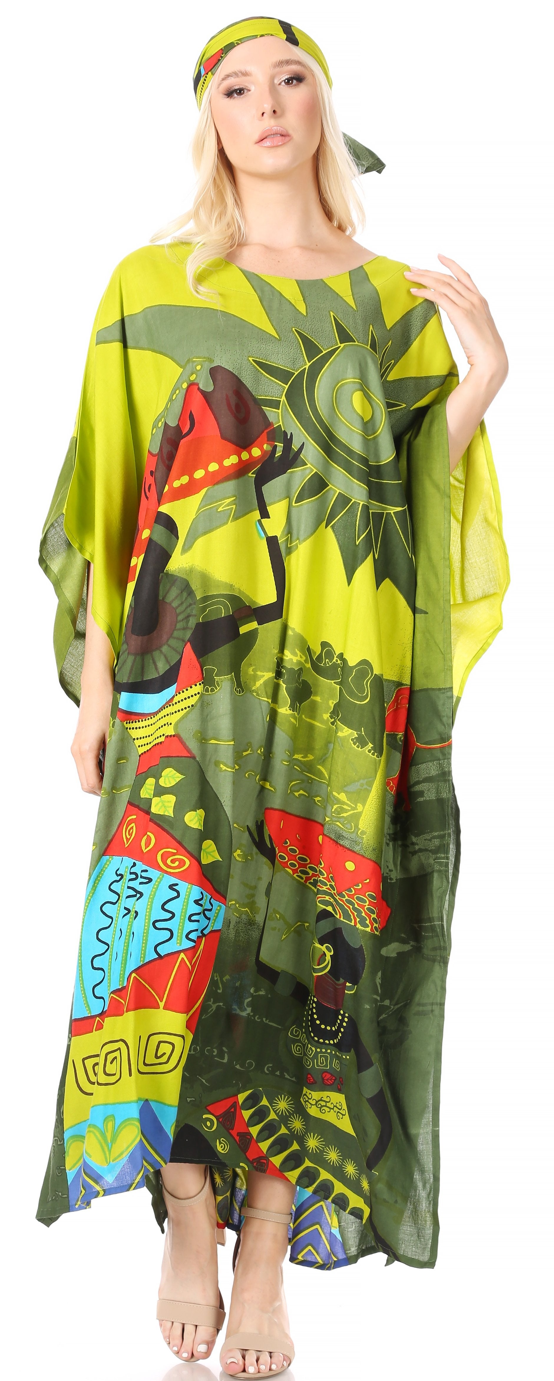 Sakkas Mera Women's Long Loose Short Sleeve Summer Casual Caftan Kaftan Dress - Concordia Style Boutique
