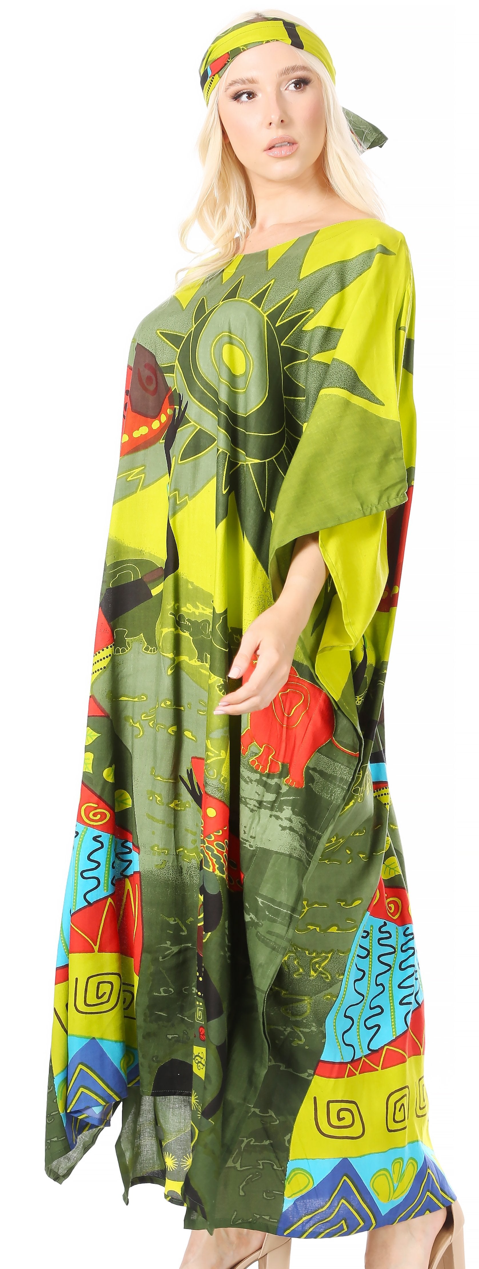 Sakkas Mera Women's Long Loose Short Sleeve Summer Casual Caftan Kaftan Dress - Concordia Style Boutique