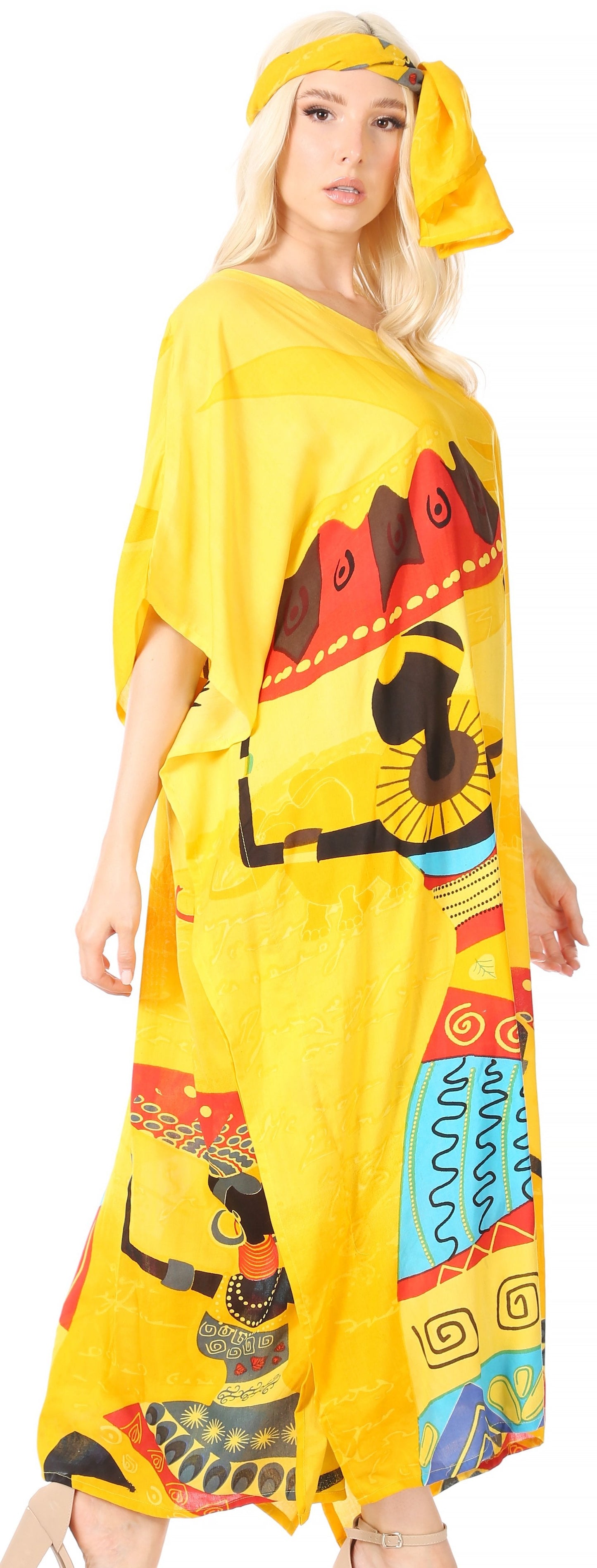 Sakkas Mera Women's Long Loose Short Sleeve Summer Casual Caftan Kaftan Dress - Concordia Style Boutique