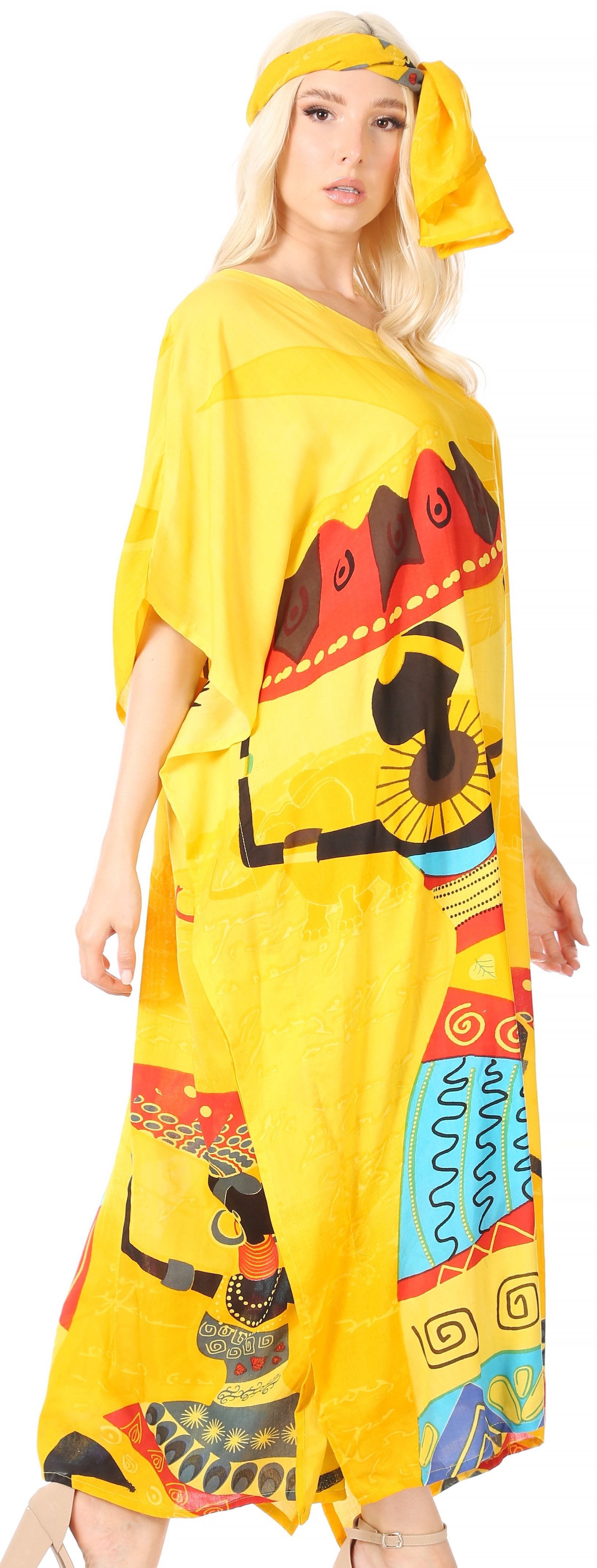 Sakkas Mera Women's Long Loose Short Sleeve Summer Casual Caftan Kaftan Dress - Concordia Style Boutique