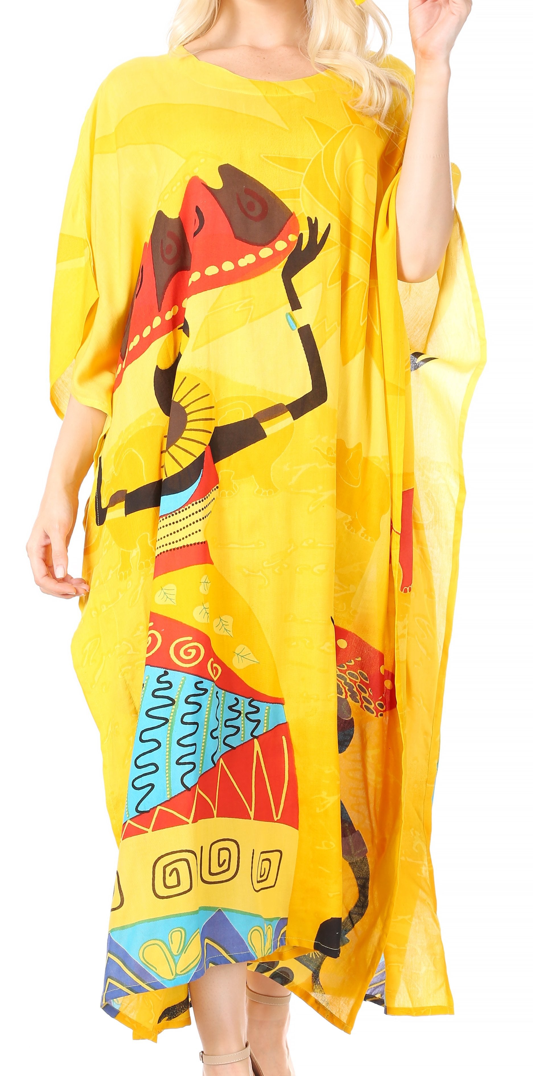 Sakkas Mera Women's Long Loose Short Sleeve Summer Casual Caftan Kaftan Dress - Concordia Style Boutique