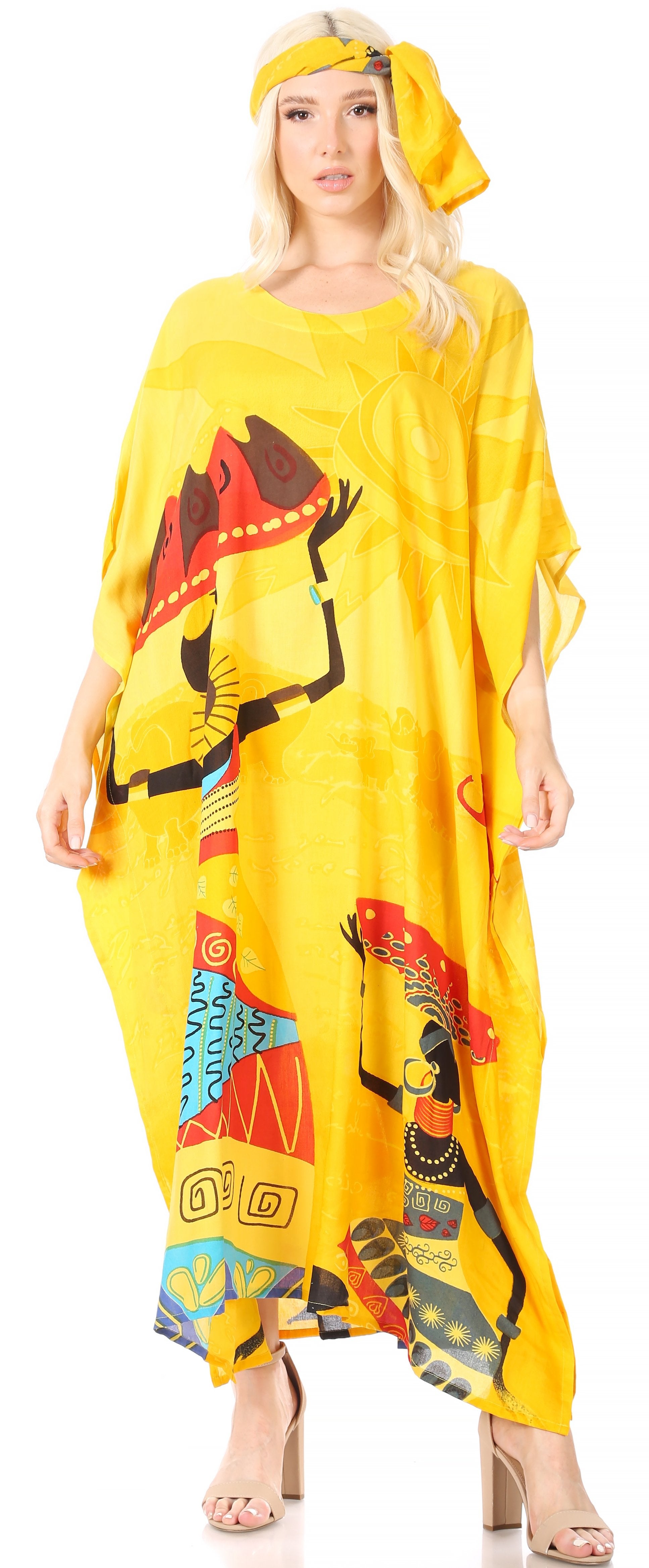 Sakkas Mera Women's Long Loose Short Sleeve Summer Casual Caftan Kaftan Dress - Concordia Style Boutique