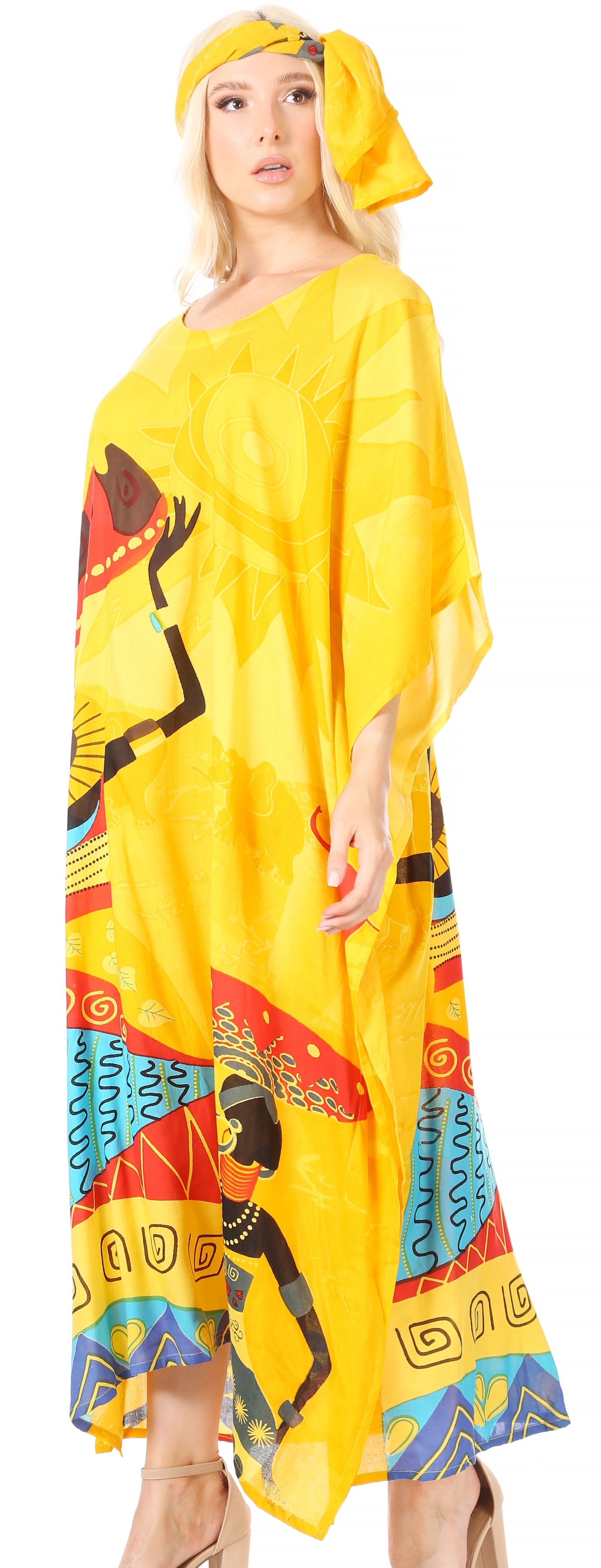 Sakkas Mera Women's Long Loose Short Sleeve Summer Casual Caftan Kaftan Dress - Concordia Style Boutique