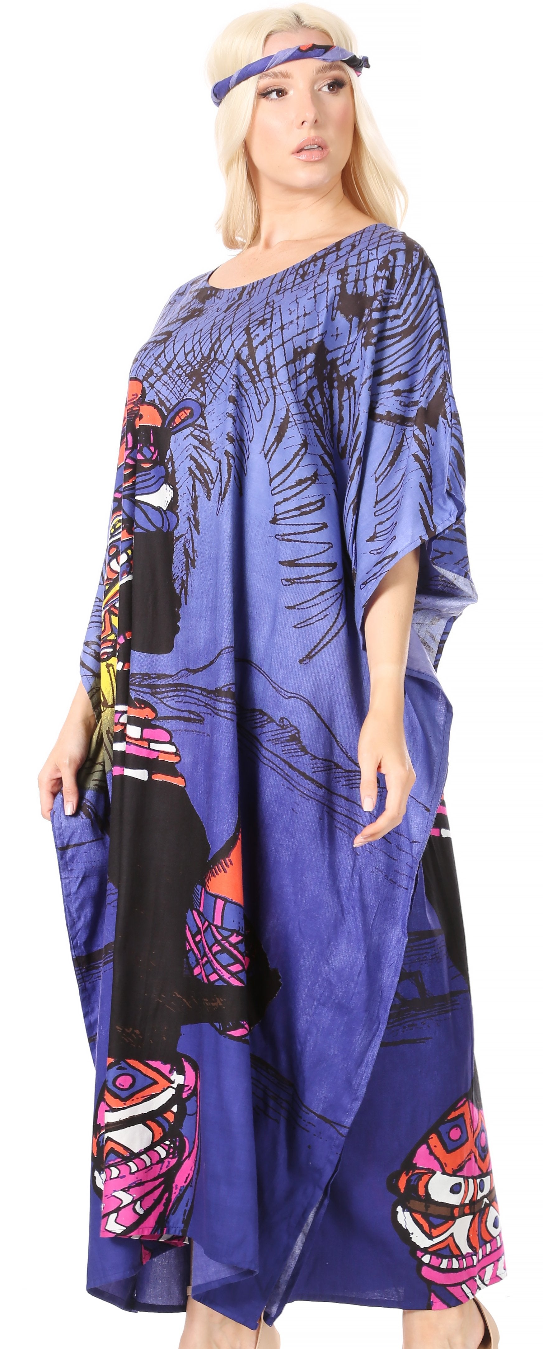 Sakkas Mera Women's Long Loose Short Sleeve Summer Casual Caftan Kaftan Dress - Concordia Style Boutique
