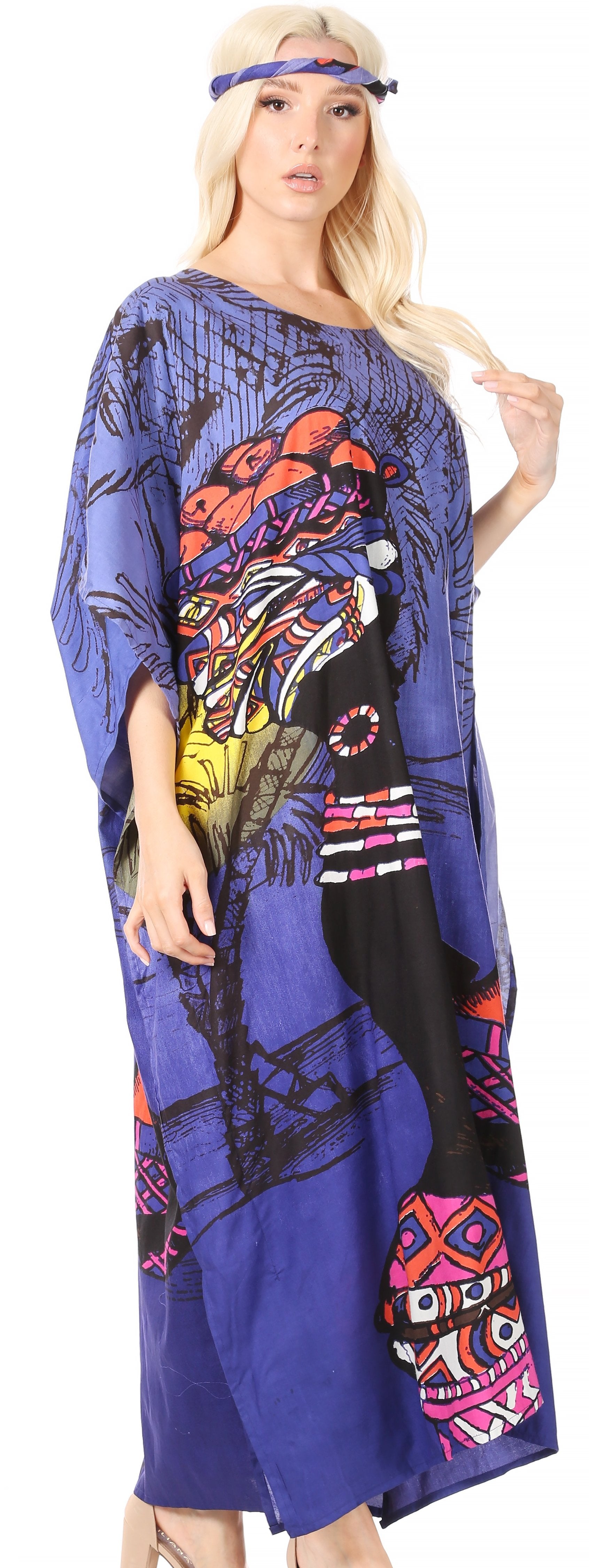 Sakkas Mera Women's Long Loose Short Sleeve Summer Casual Caftan Kaftan Dress - Concordia Style Boutique