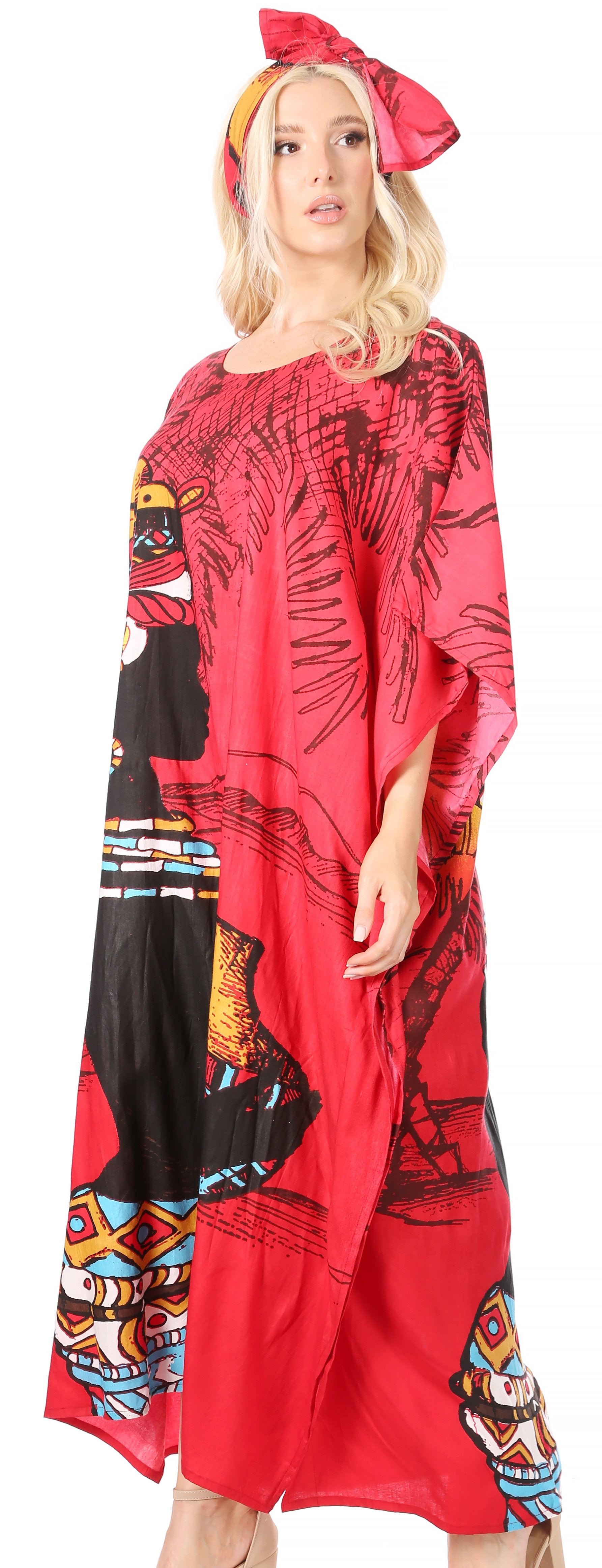 Sakkas Mera Women's Long Loose Short Sleeve Summer Casual Caftan Kaftan Dress - Concordia Style Boutique
