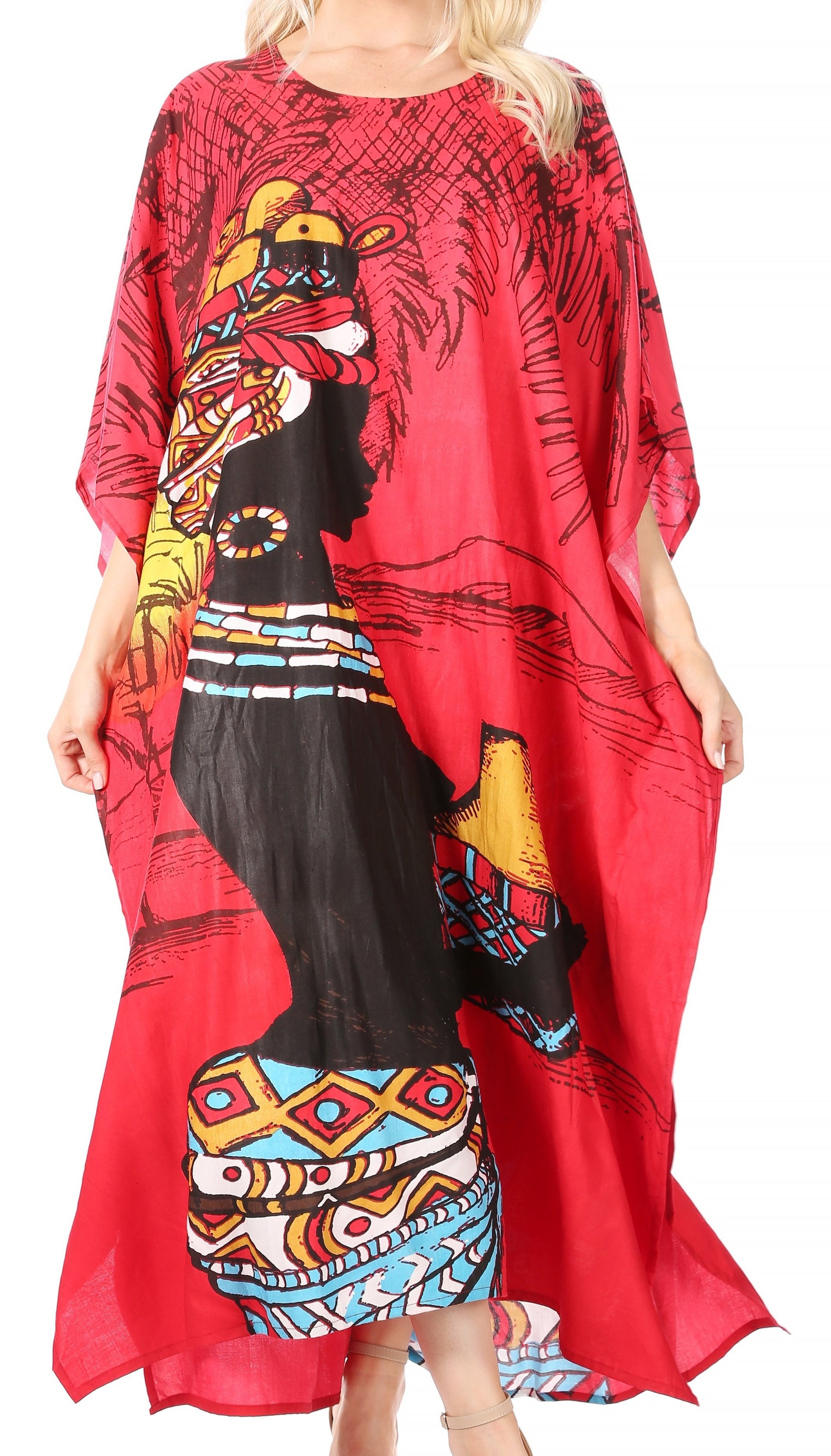 Sakkas Mera Women's Long Loose Short Sleeve Summer Casual Caftan Kaftan Dress - Concordia Style Boutique