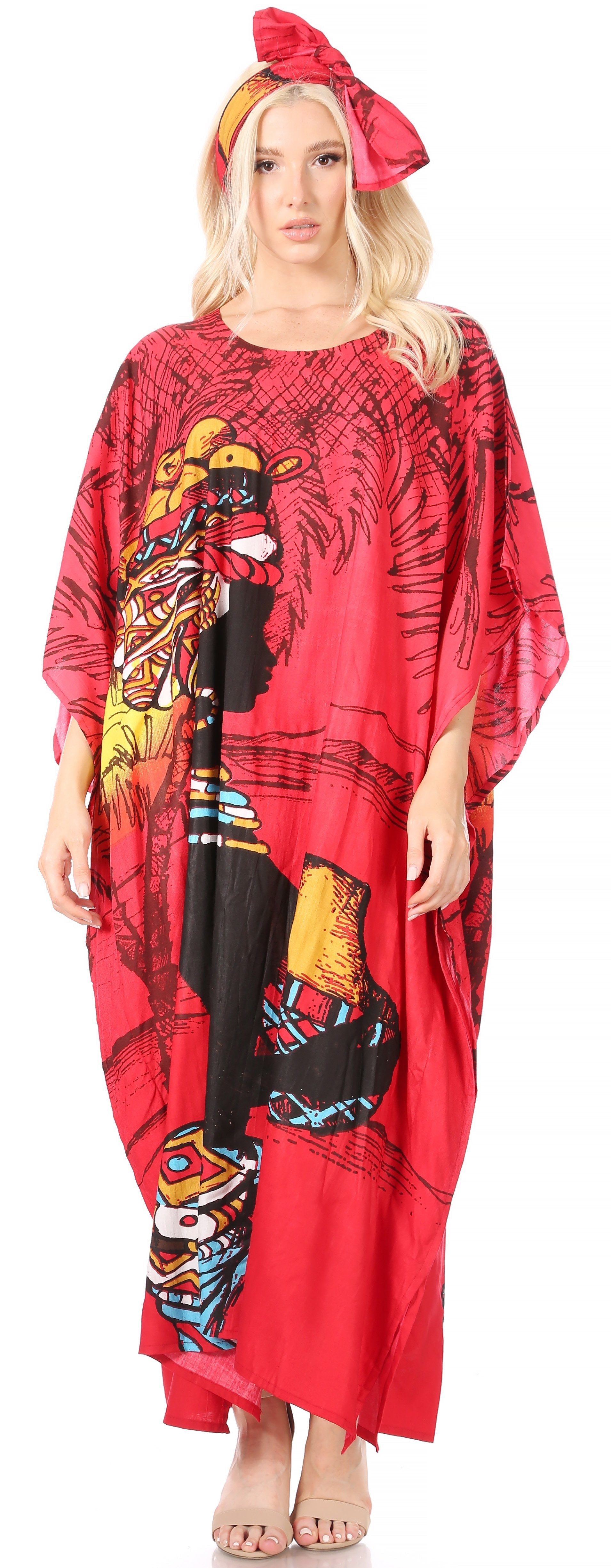 Sakkas Mera Women's Long Loose Short Sleeve Summer Casual Caftan Kaftan Dress - Concordia Style Boutique