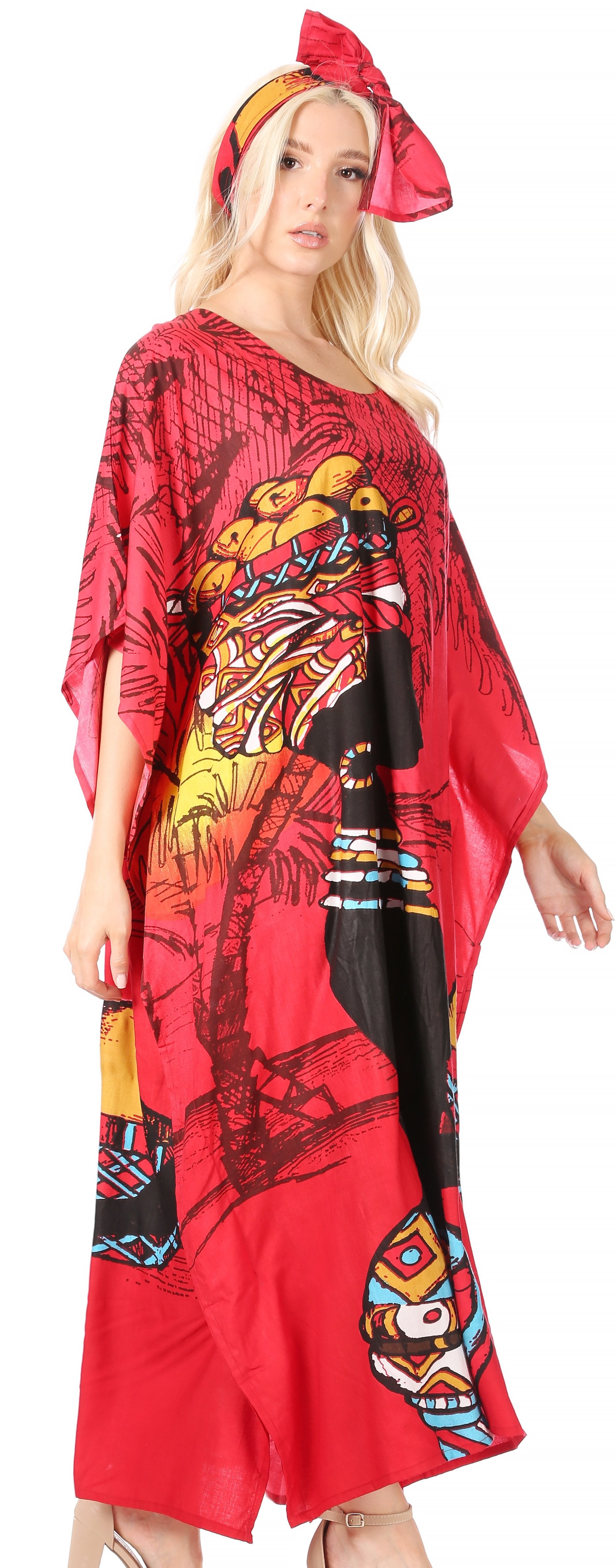 Sakkas Mera Women's Long Loose Short Sleeve Summer Casual Caftan Kaftan Dress - Concordia Style Boutique