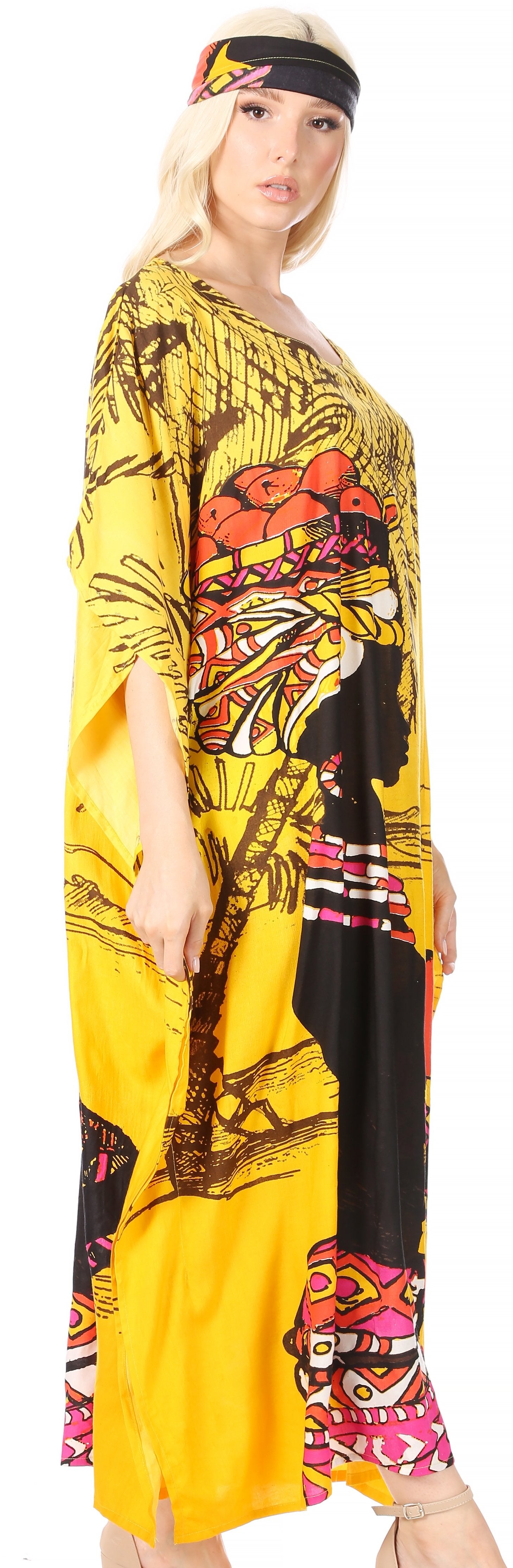 Sakkas Mera Women's Long Loose Short Sleeve Summer Casual Caftan Kaftan Dress - Concordia Style Boutique