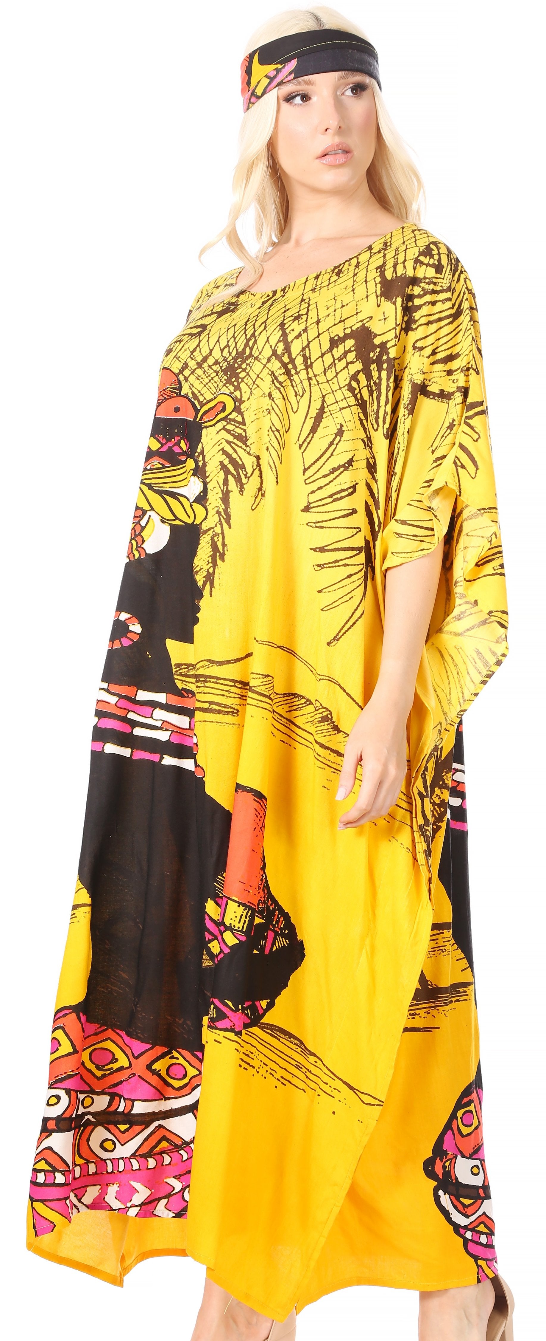 Sakkas Mera Women's Long Loose Short Sleeve Summer Casual Caftan Kaftan Dress - Concordia Style Boutique