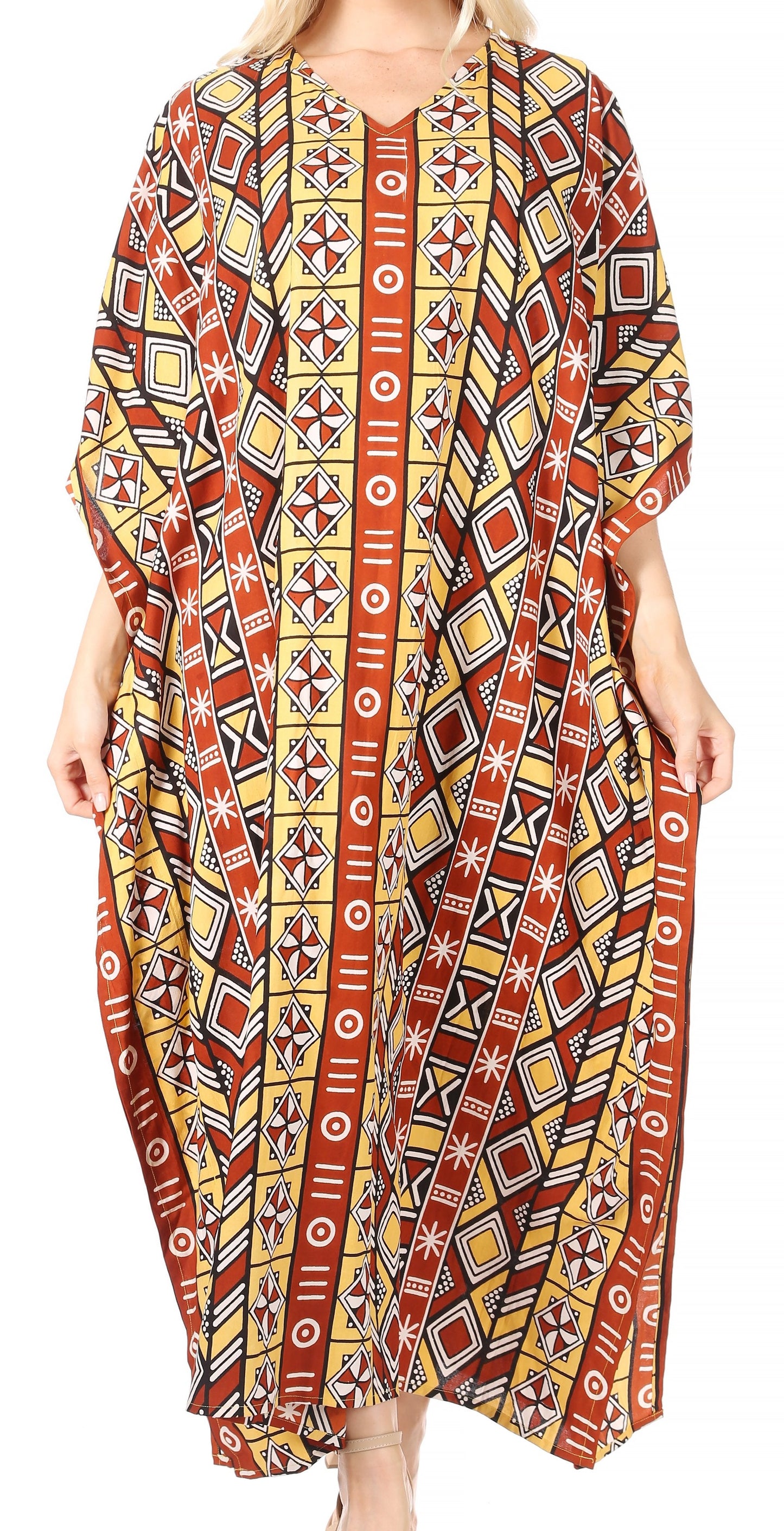 Sakkas Mera Women's Long Loose Short Sleeve Summer Casual Caftan Kaftan Dress - Concordia Style Boutique