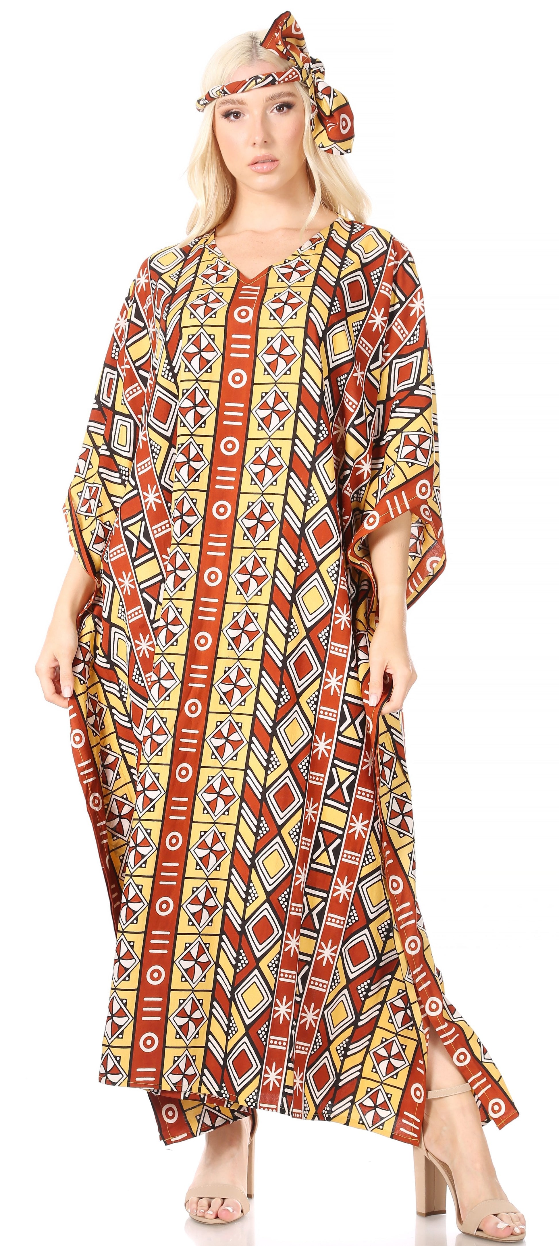 Sakkas Mera Women's Long Loose Short Sleeve Summer Casual Caftan Kaftan Dress - Concordia Style Boutique