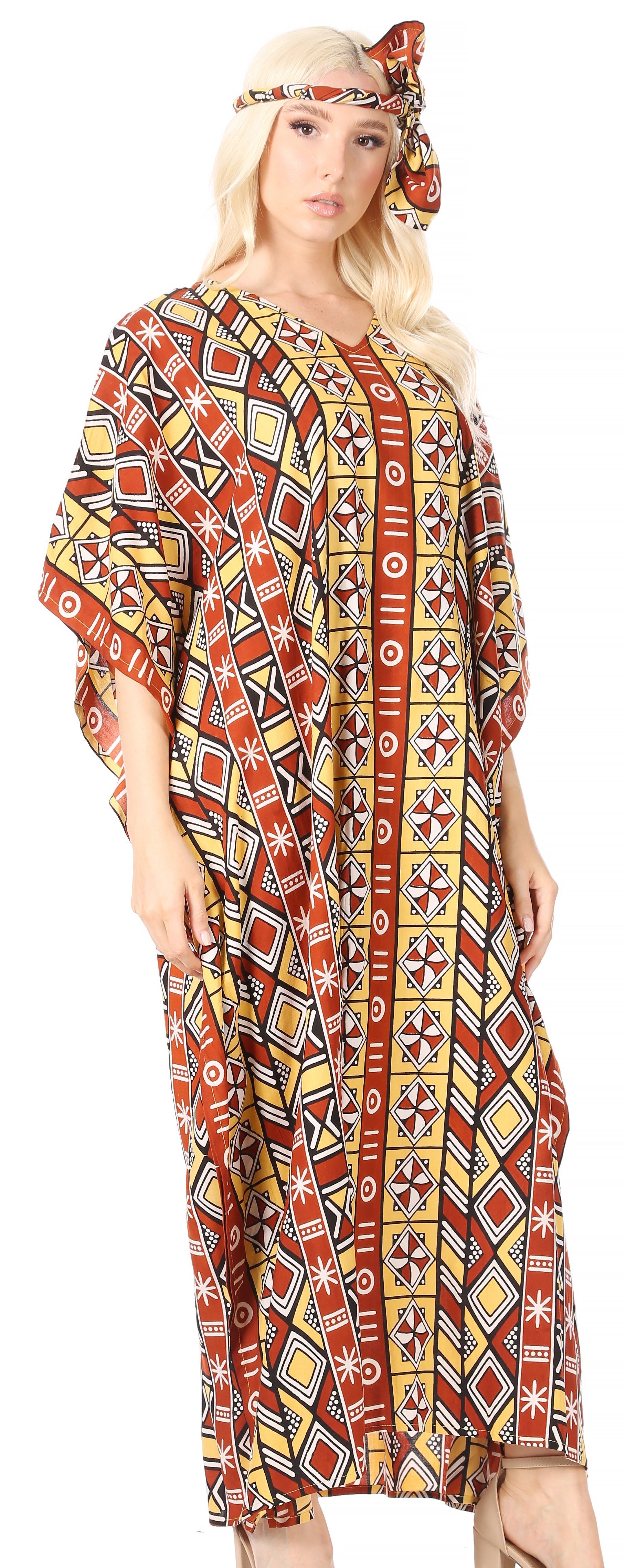 Sakkas Mera Women's Long Loose Short Sleeve Summer Casual Caftan Kaftan Dress - Concordia Style Boutique