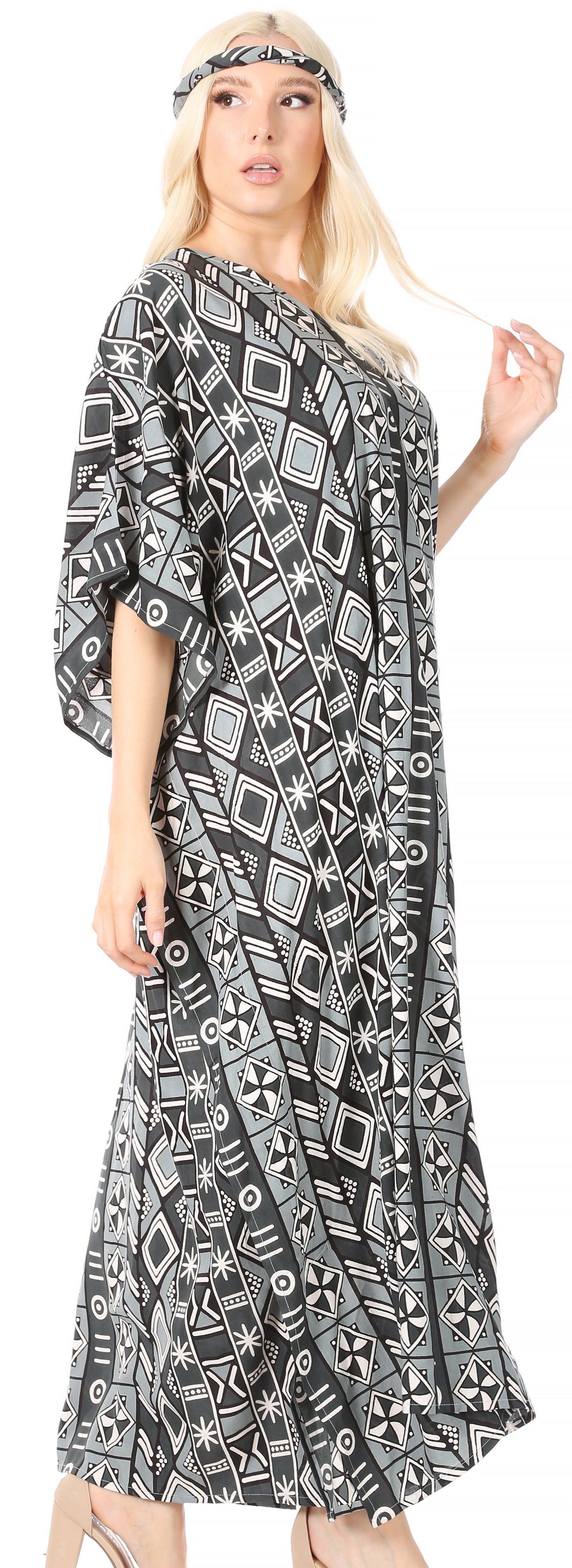 Sakkas Mera Women's Long Loose Short Sleeve Summer Casual Caftan Kaftan Dress - Concordia Style Boutique