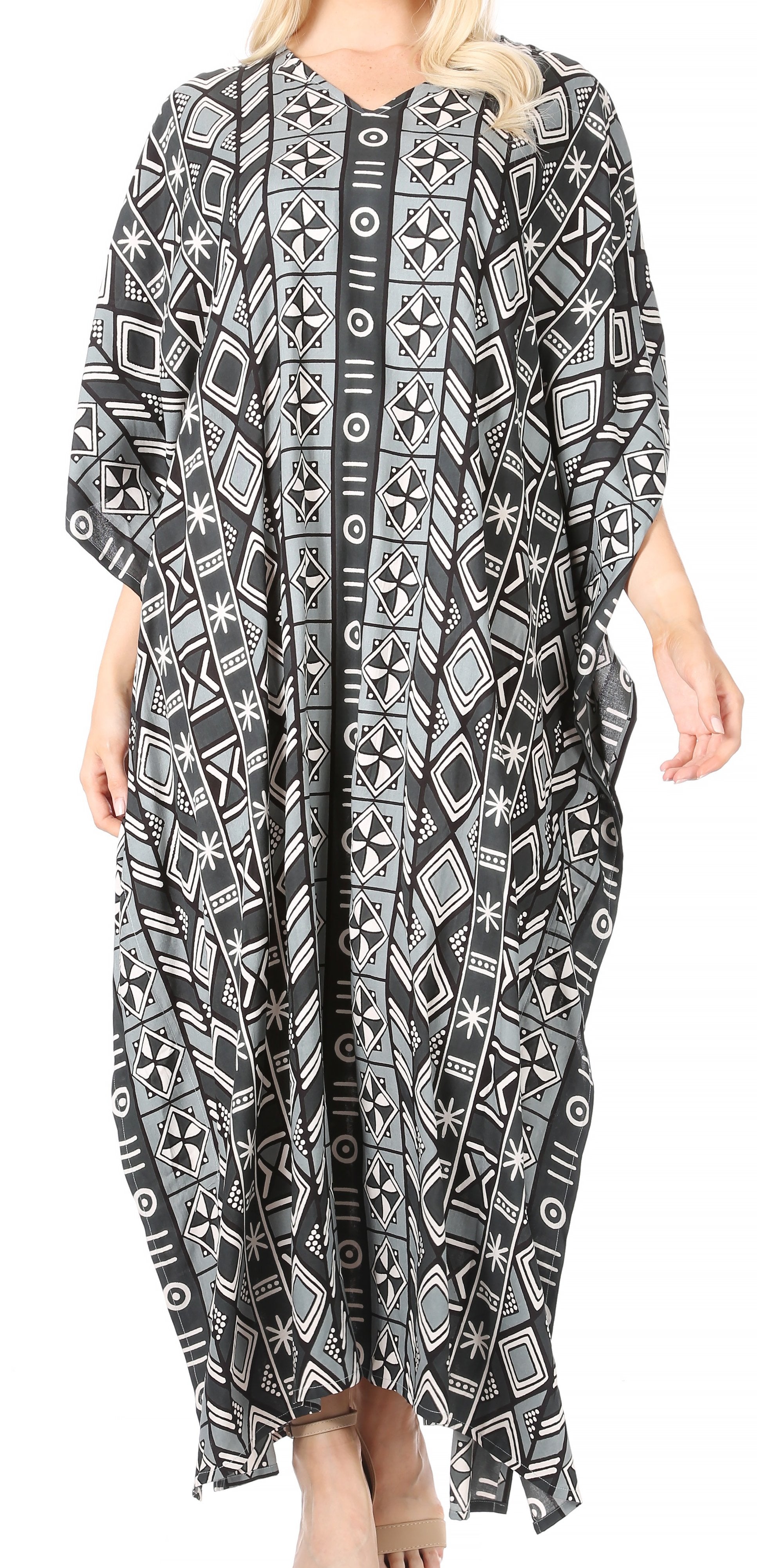 Sakkas Mera Women's Long Loose Short Sleeve Summer Casual Caftan Kaftan Dress - Concordia Style Boutique