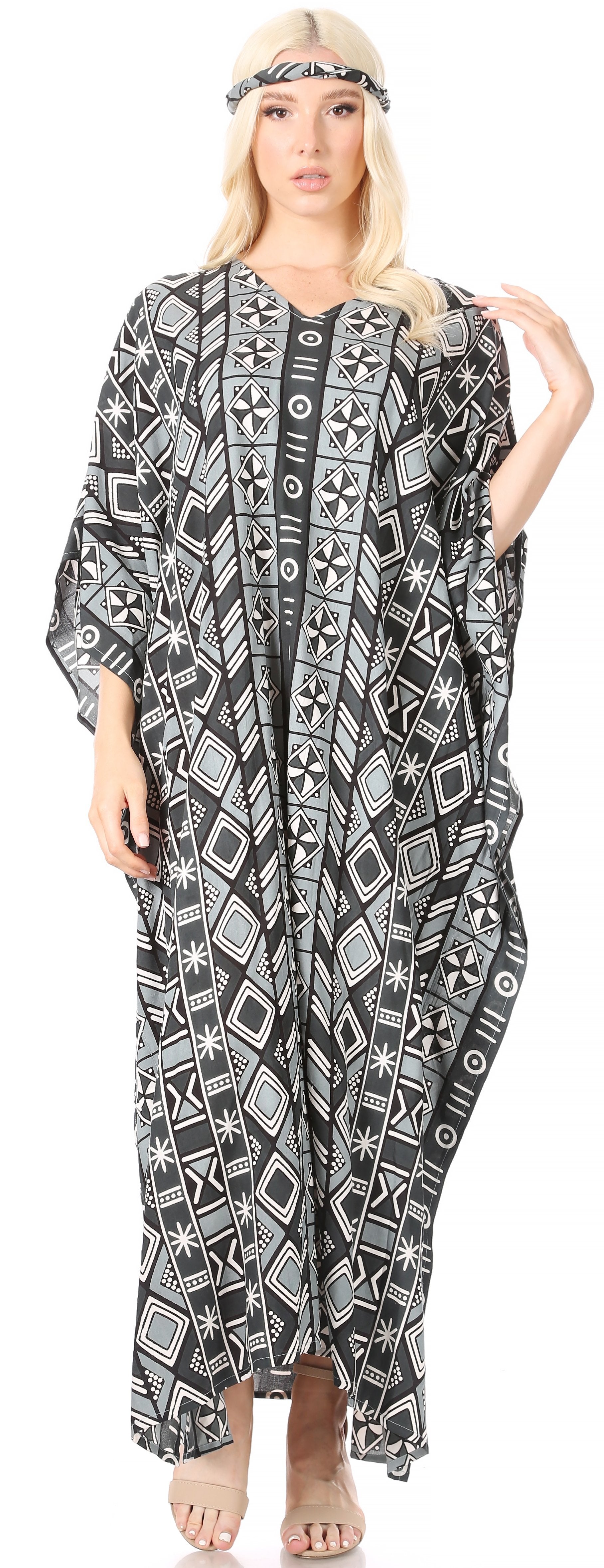 Sakkas Mera Women's Long Loose Short Sleeve Summer Casual Caftan Kaftan Dress - Concordia Style Boutique