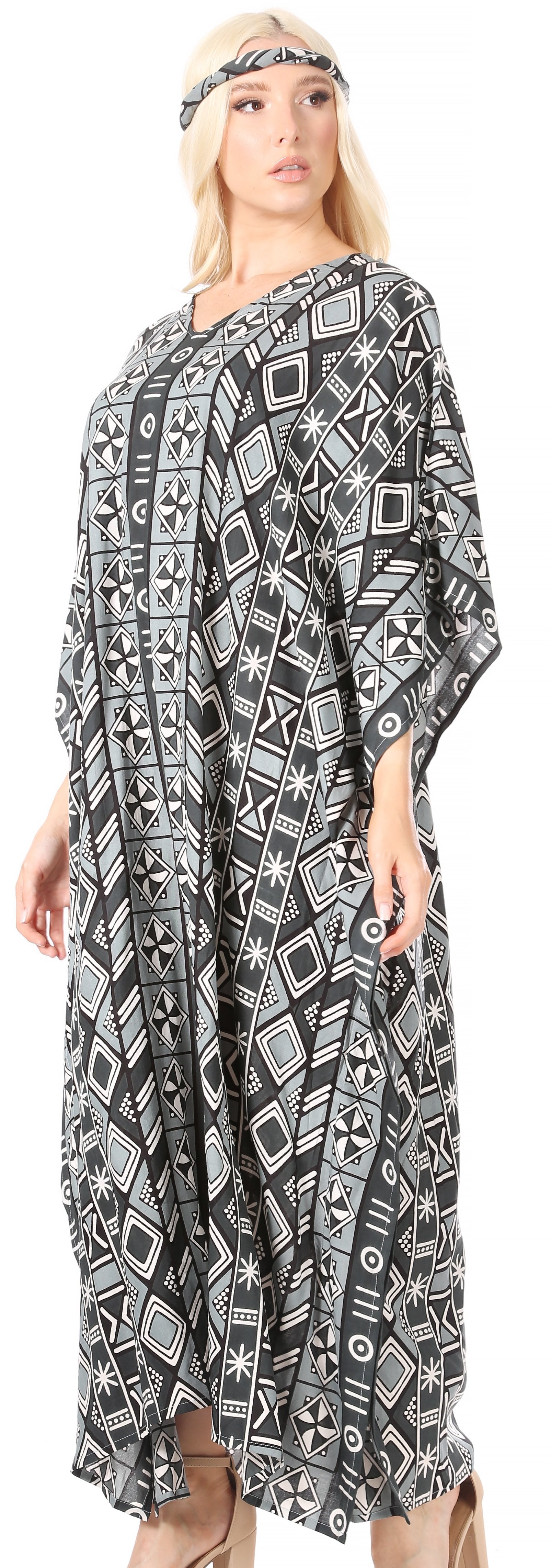 Sakkas Mera Women's Long Loose Short Sleeve Summer Casual Caftan Kaftan Dress - Concordia Style Boutique