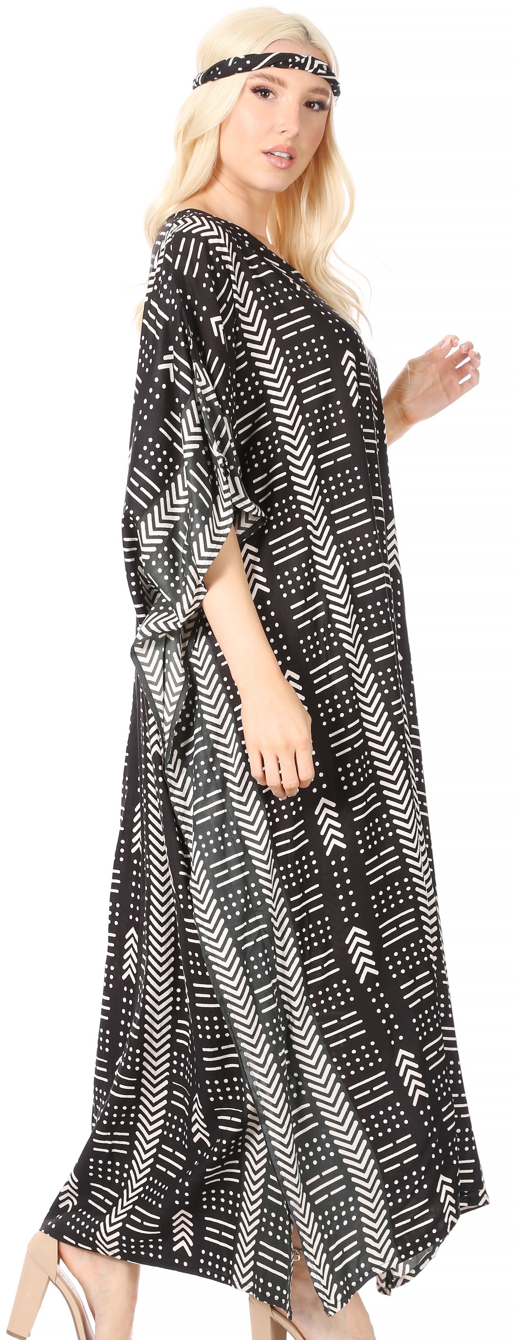 Sakkas Mera Women's Long Loose Short Sleeve Summer Casual Caftan Kaftan Dress - Concordia Style Boutique