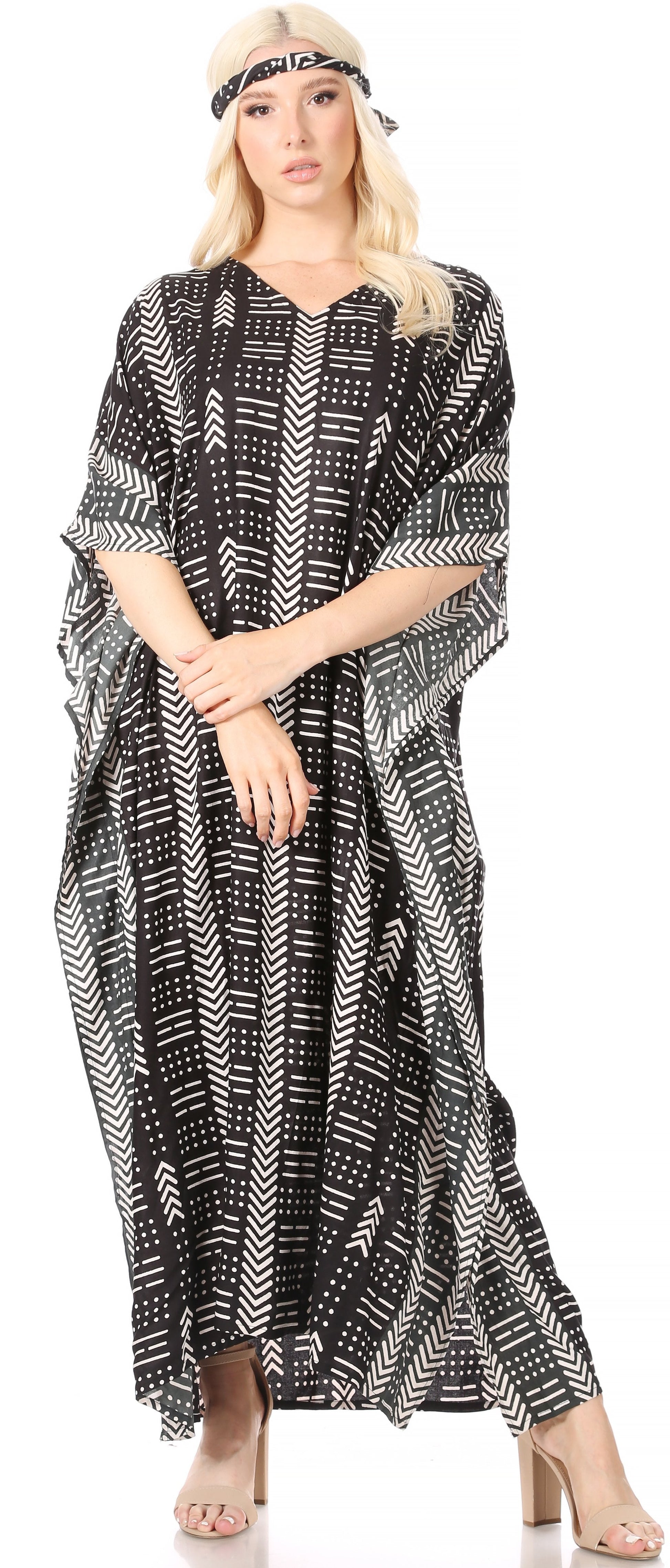 Sakkas Mera Women's Long Loose Short Sleeve Summer Casual Caftan Kaftan Dress - Concordia Style Boutique