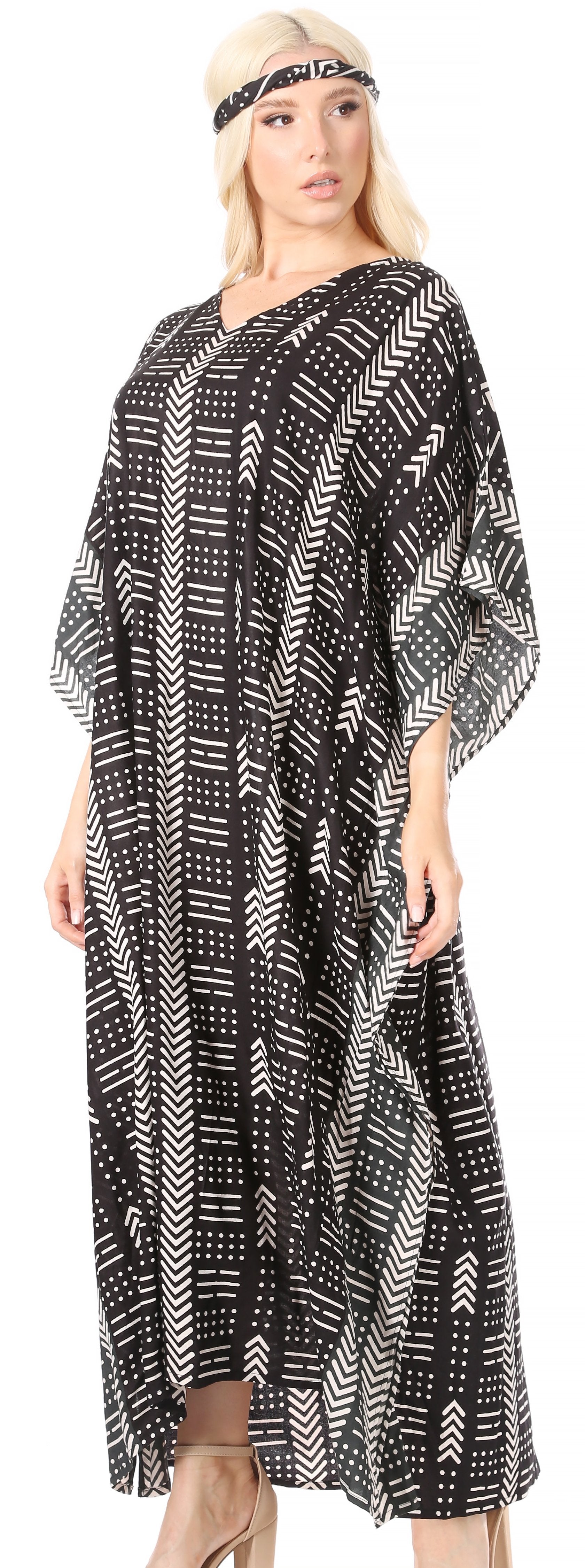 Sakkas Mera Women's Long Loose Short Sleeve Summer Casual Caftan Kaftan Dress - Concordia Style Boutique