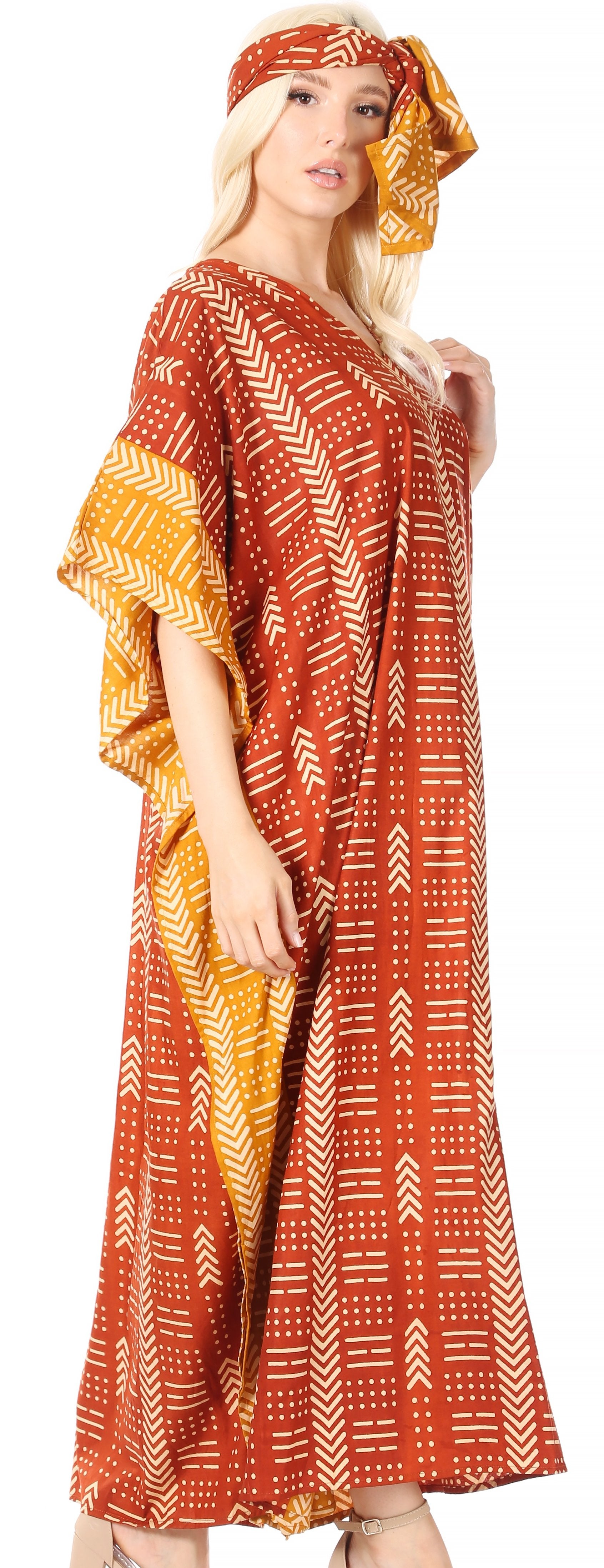 Sakkas Mera Women's Long Loose Short Sleeve Summer Casual Caftan Kaftan Dress - Concordia Style Boutique