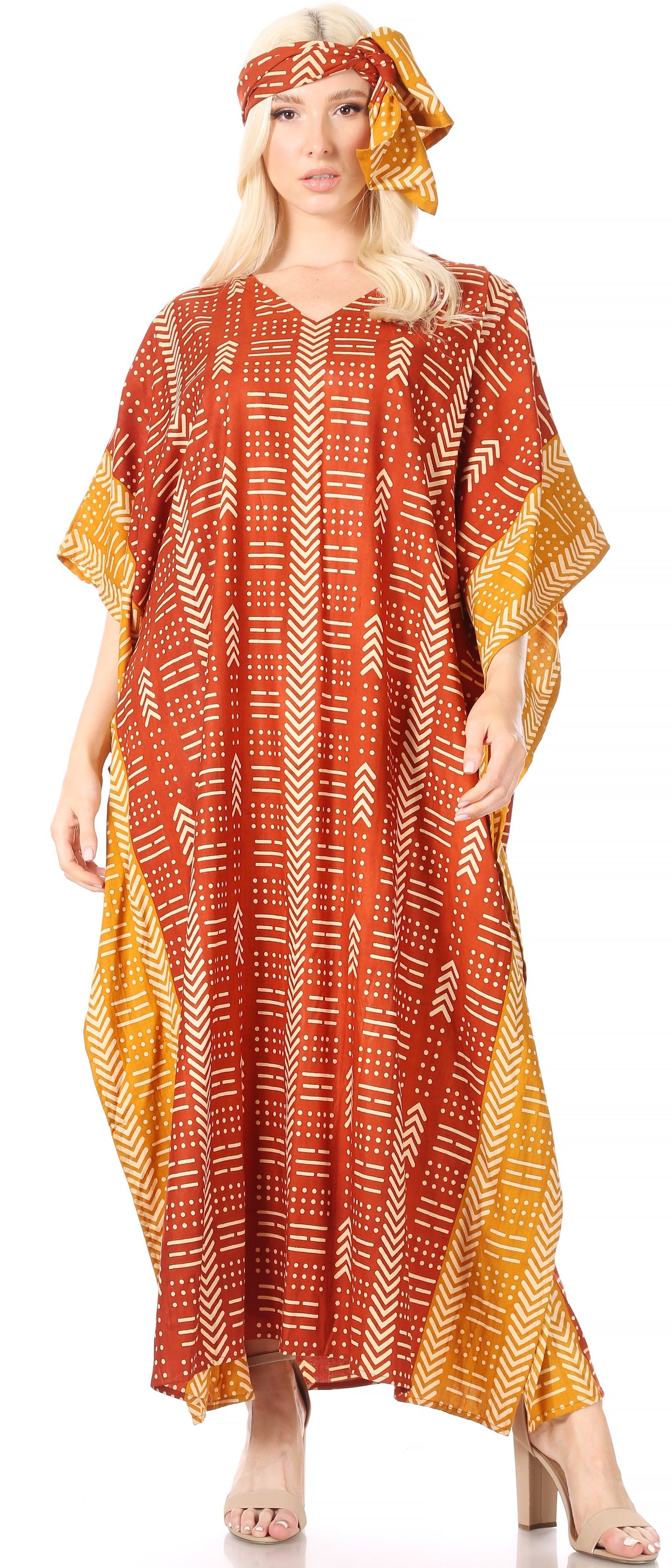 Sakkas Mera Women's Long Loose Short Sleeve Summer Casual Caftan Kaftan Dress - Concordia Style Boutique