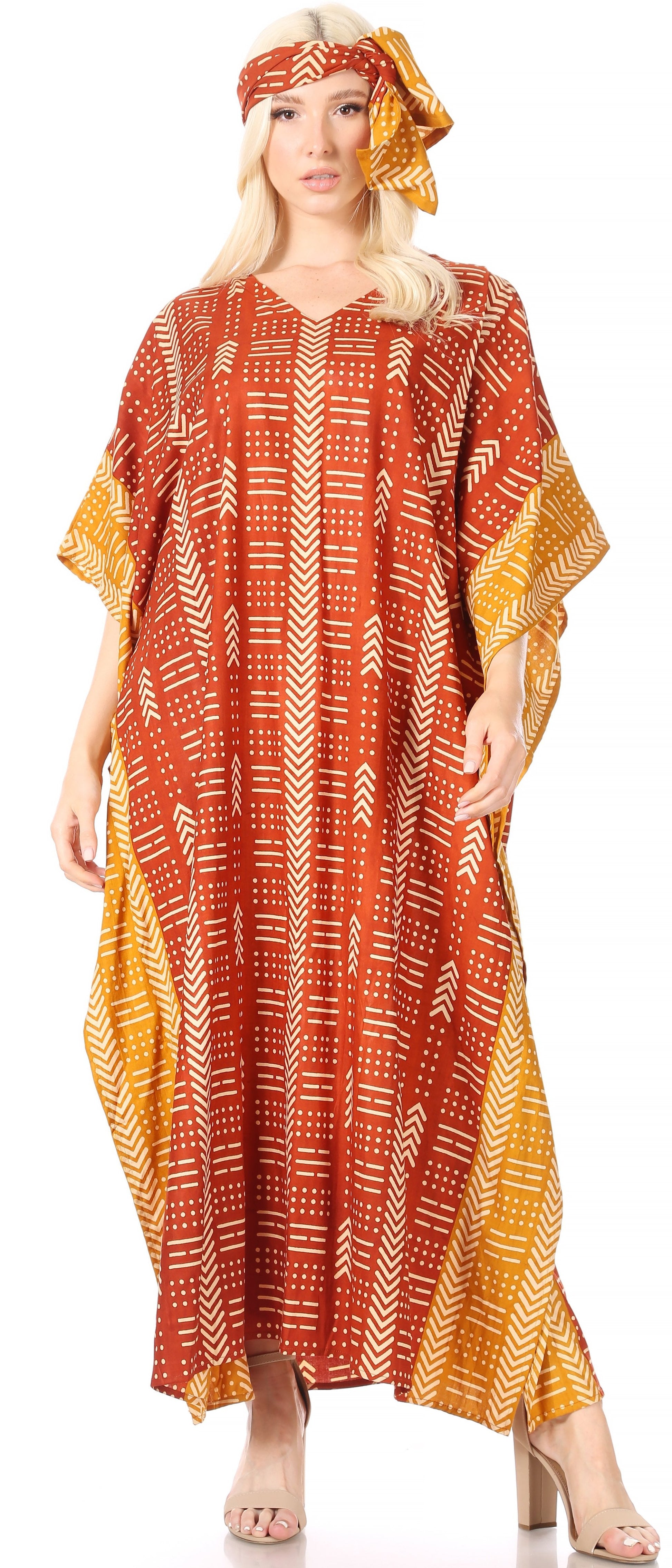 Sakkas Mera Women's Long Loose Short Sleeve Summer Casual Caftan Kaftan Dress - Concordia Style Boutique