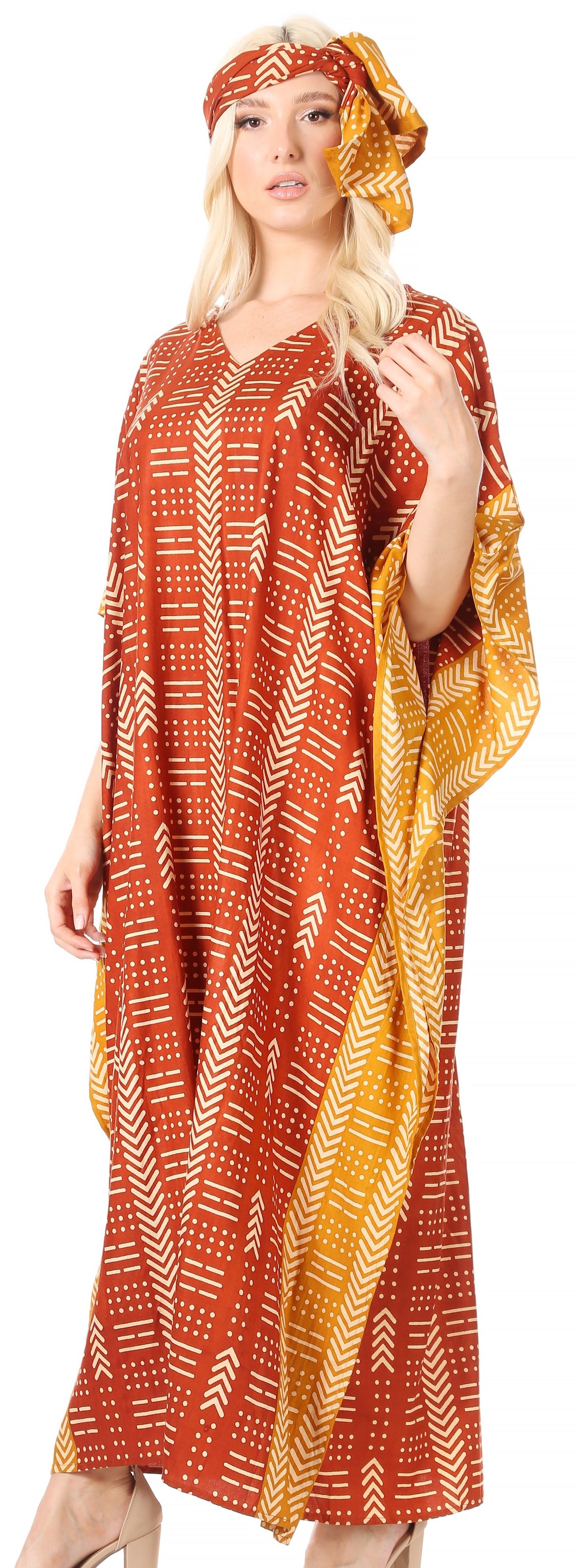Sakkas Mera Women's Long Loose Short Sleeve Summer Casual Caftan Kaftan Dress - Concordia Style Boutique