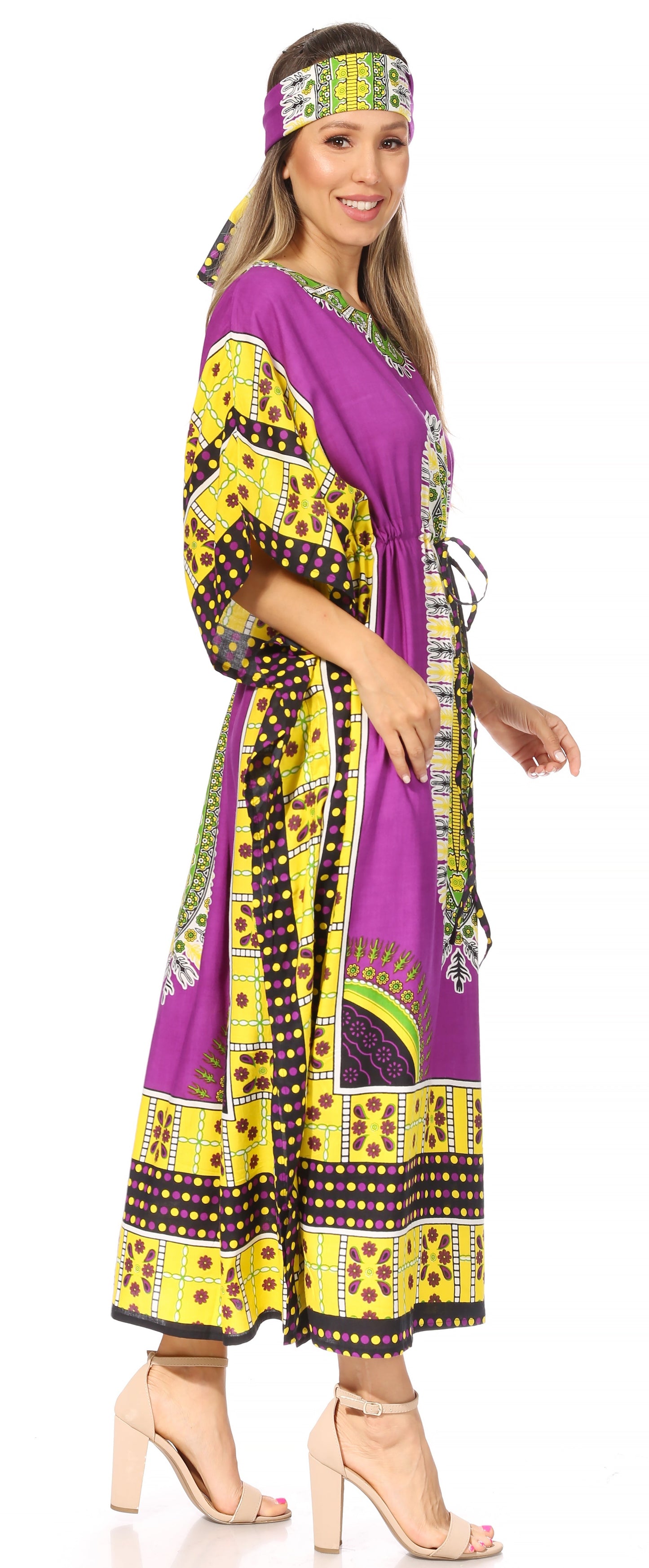 Sakkas Mera Women's Long Loose Short Sleeve Summer Casual Caftan Kaftan Dress - Concordia Style Boutique