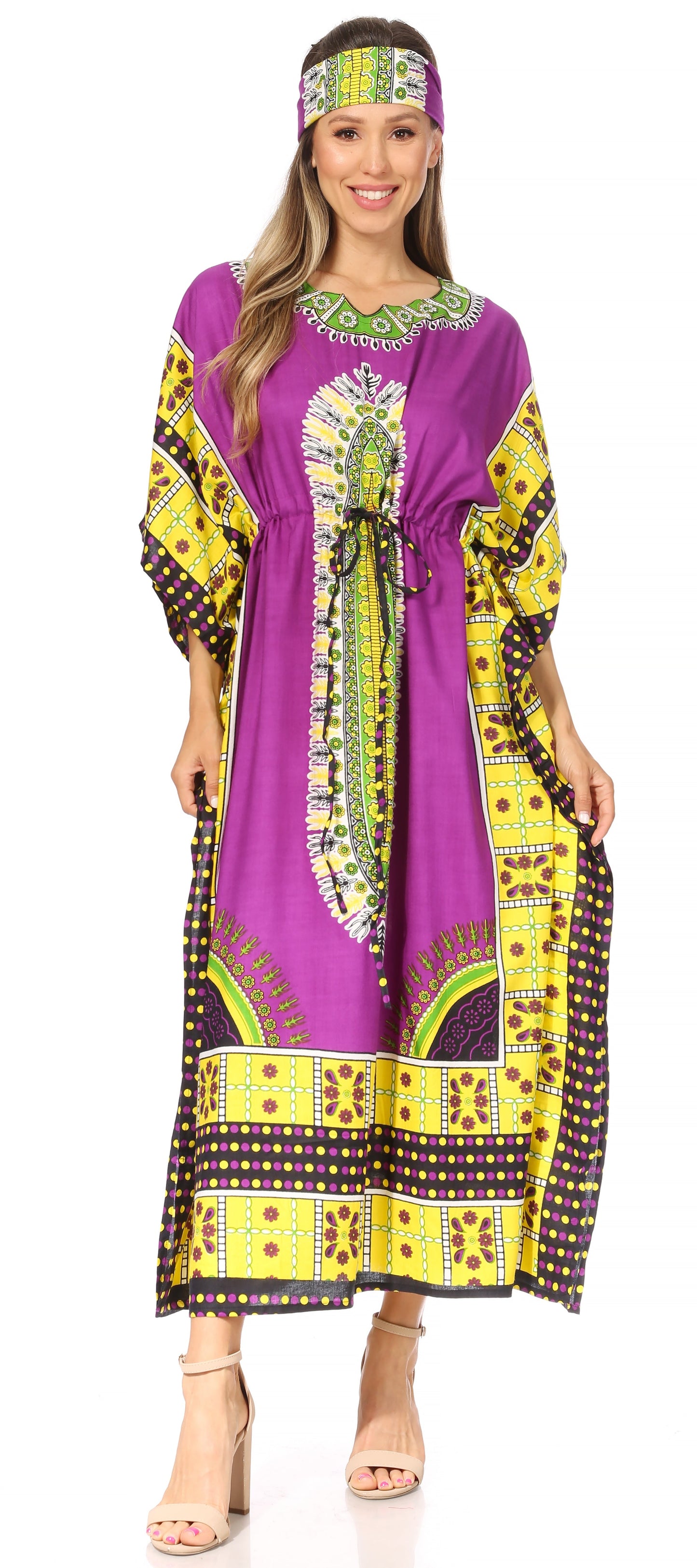 Sakkas Mera Women's Long Loose Short Sleeve Summer Casual Caftan Kaftan Dress - Concordia Style Boutique