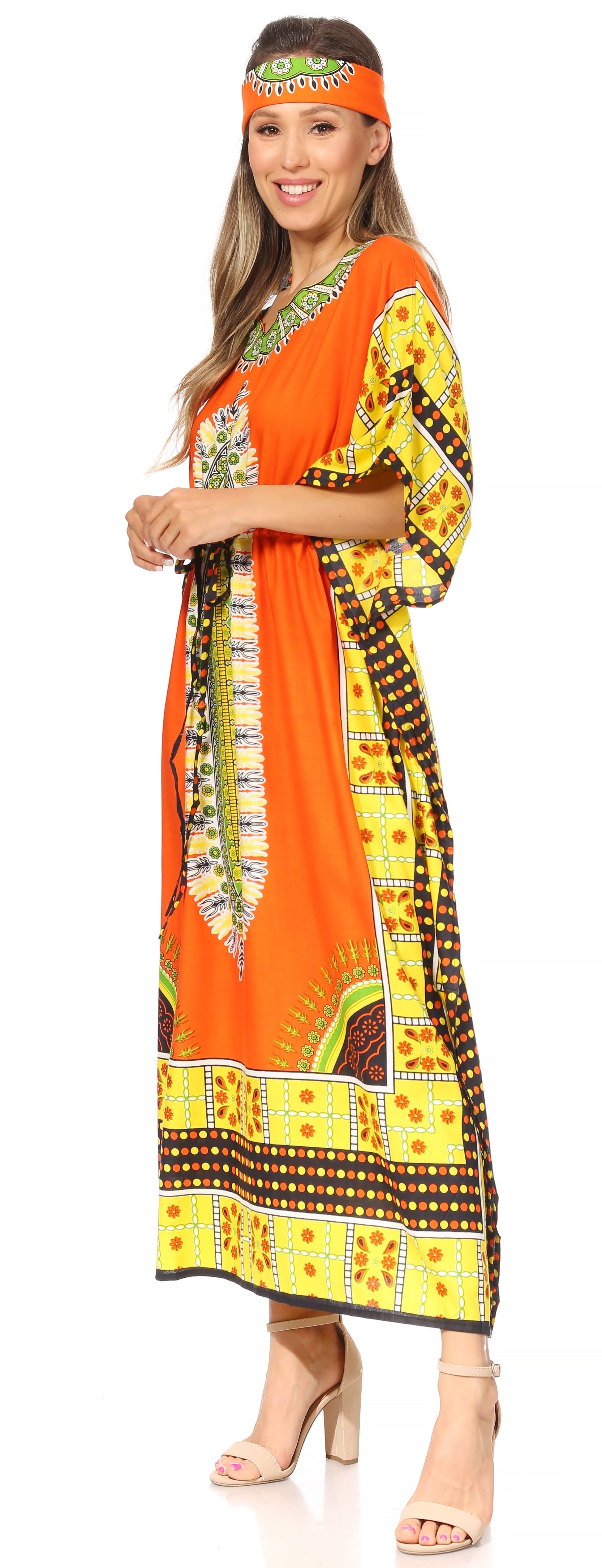 Sakkas Mera Women's Long Loose Short Sleeve Summer Casual Caftan Kaftan Dress - Concordia Style Boutique