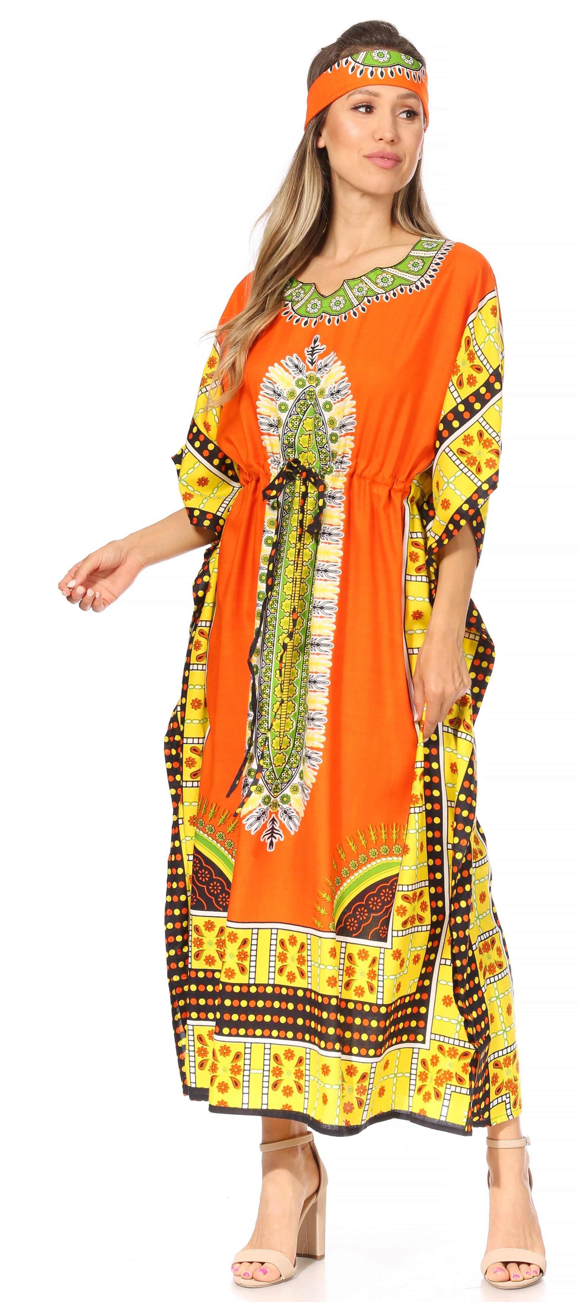 Sakkas Mera Women's Long Loose Short Sleeve Summer Casual Caftan Kaftan Dress - Concordia Style Boutique