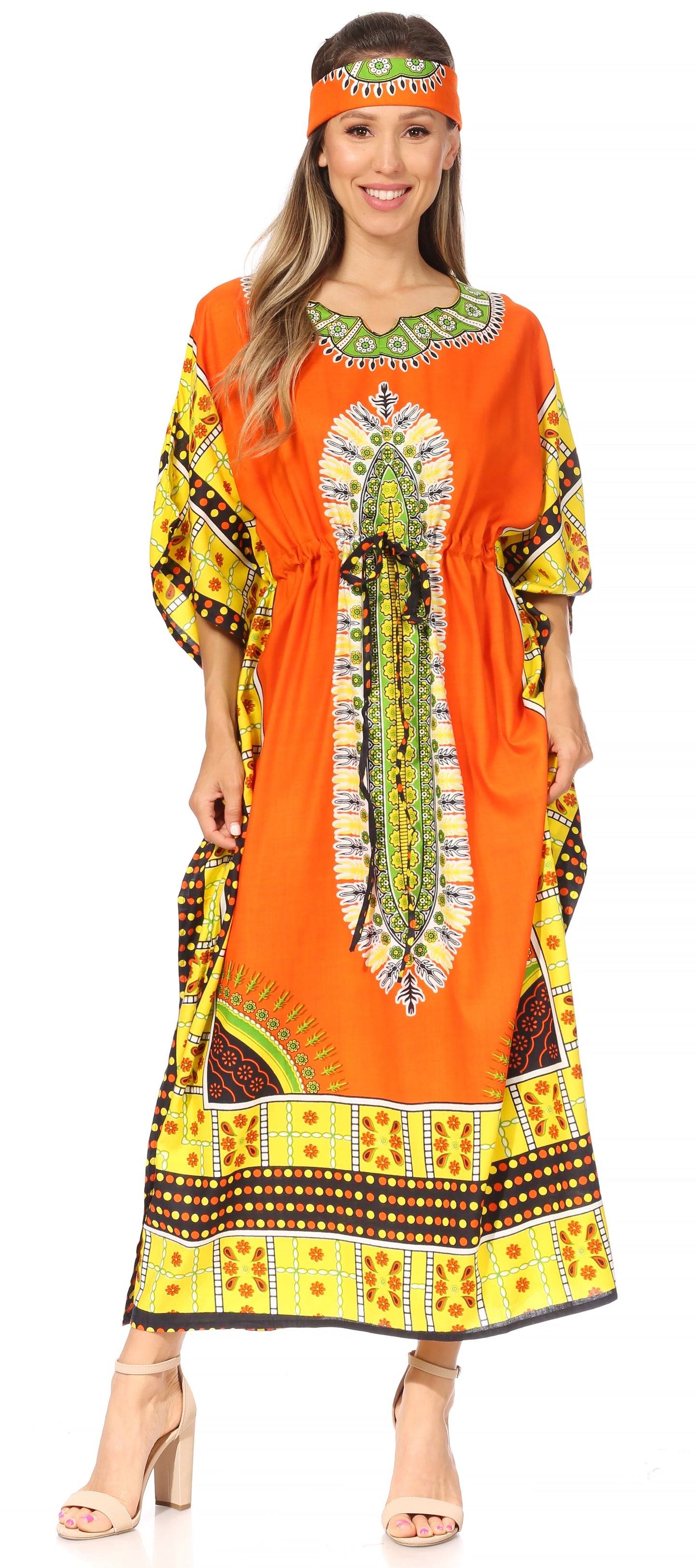 Sakkas Mera Women's Long Loose Short Sleeve Summer Casual Caftan Kaftan Dress - Concordia Style Boutique