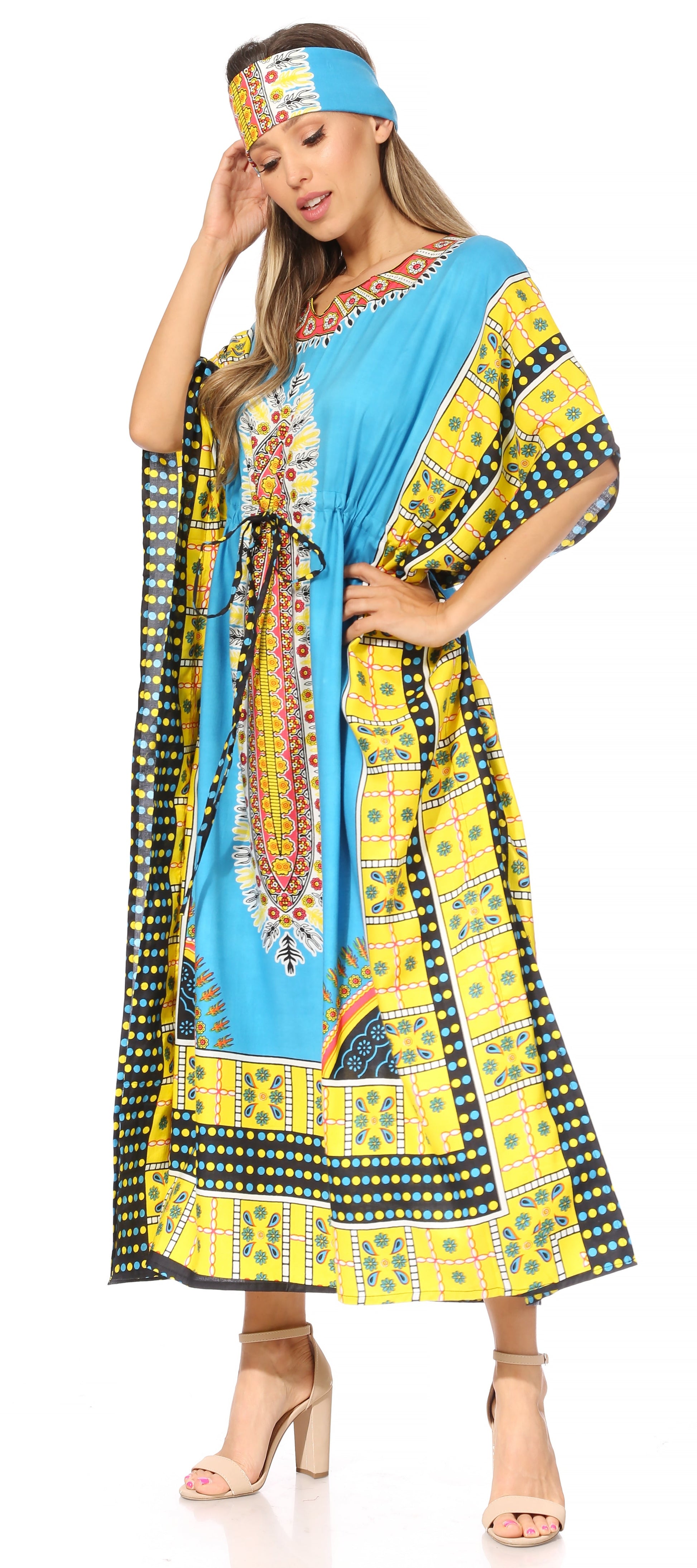 Sakkas Mera Women's Long Loose Short Sleeve Summer Casual Caftan Kaftan Dress - Concordia Style Boutique