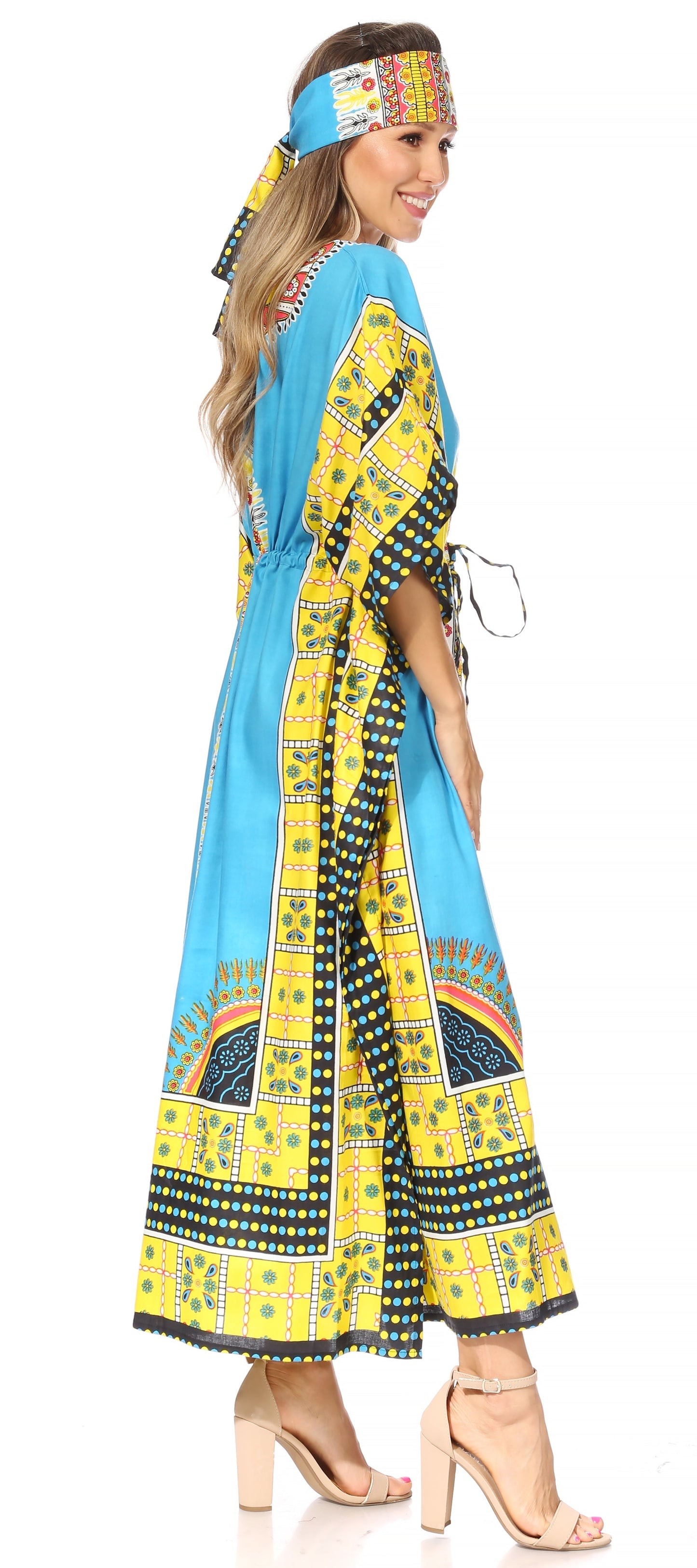 Sakkas Mera Women's Long Loose Short Sleeve Summer Casual Caftan Kaftan Dress - Concordia Style Boutique