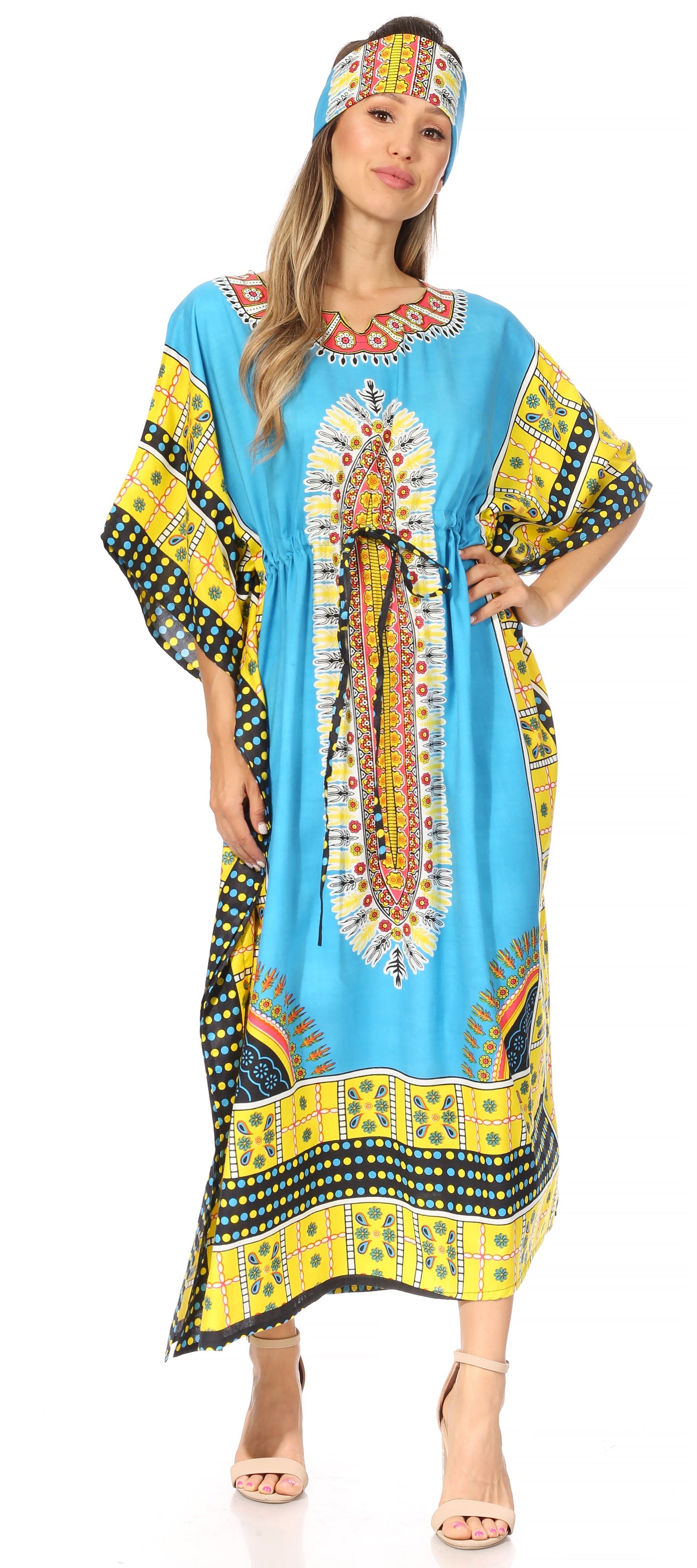 Sakkas Mera Women's Long Loose Short Sleeve Summer Casual Caftan Kaftan Dress - Concordia Style Boutique