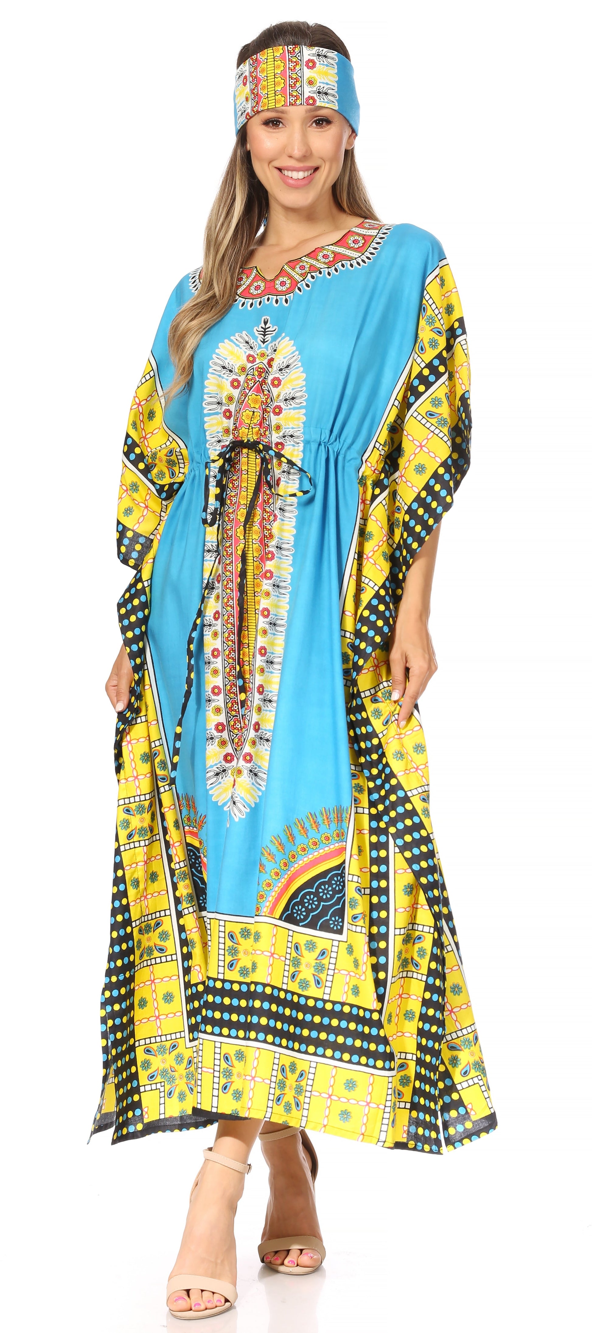 Sakkas Mera Women's Long Loose Short Sleeve Summer Casual Caftan Kaftan Dress - Concordia Style Boutique