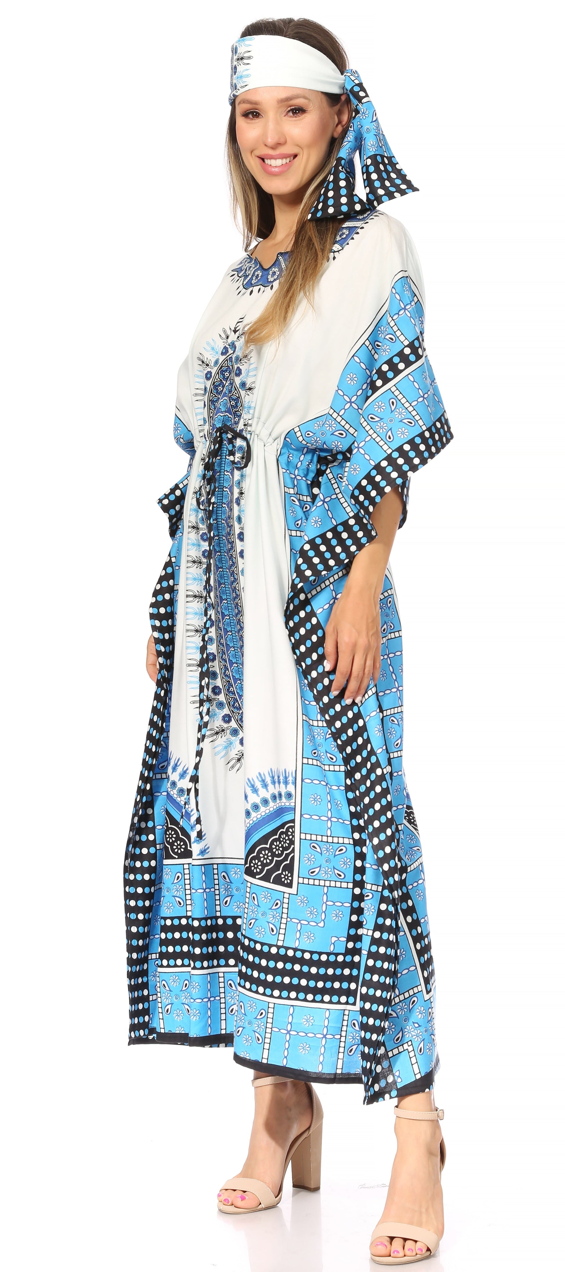 Sakkas Mera Women's Long Loose Short Sleeve Summer Casual Caftan Kaftan Dress - Concordia Style Boutique