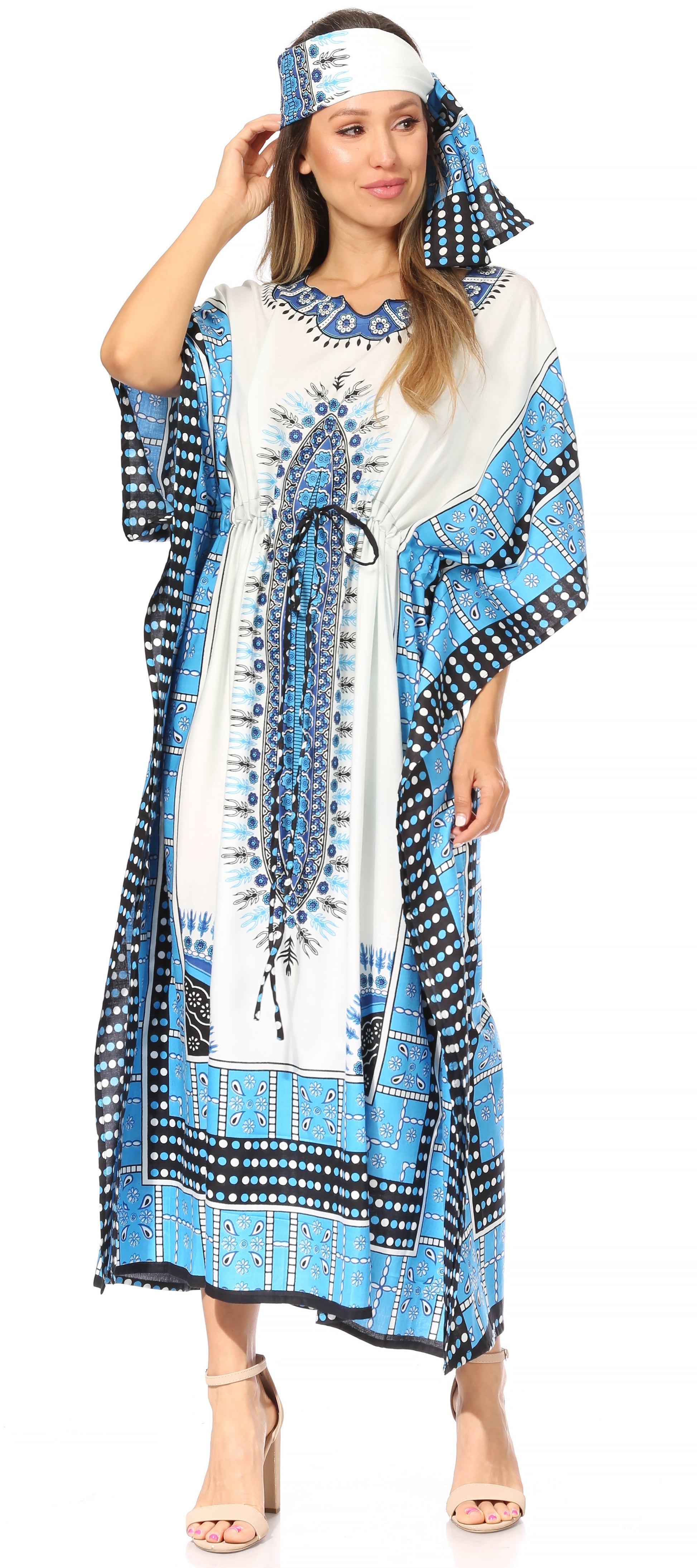 Sakkas Mera Women's Long Loose Short Sleeve Summer Casual Caftan Kaftan Dress - Concordia Style Boutique