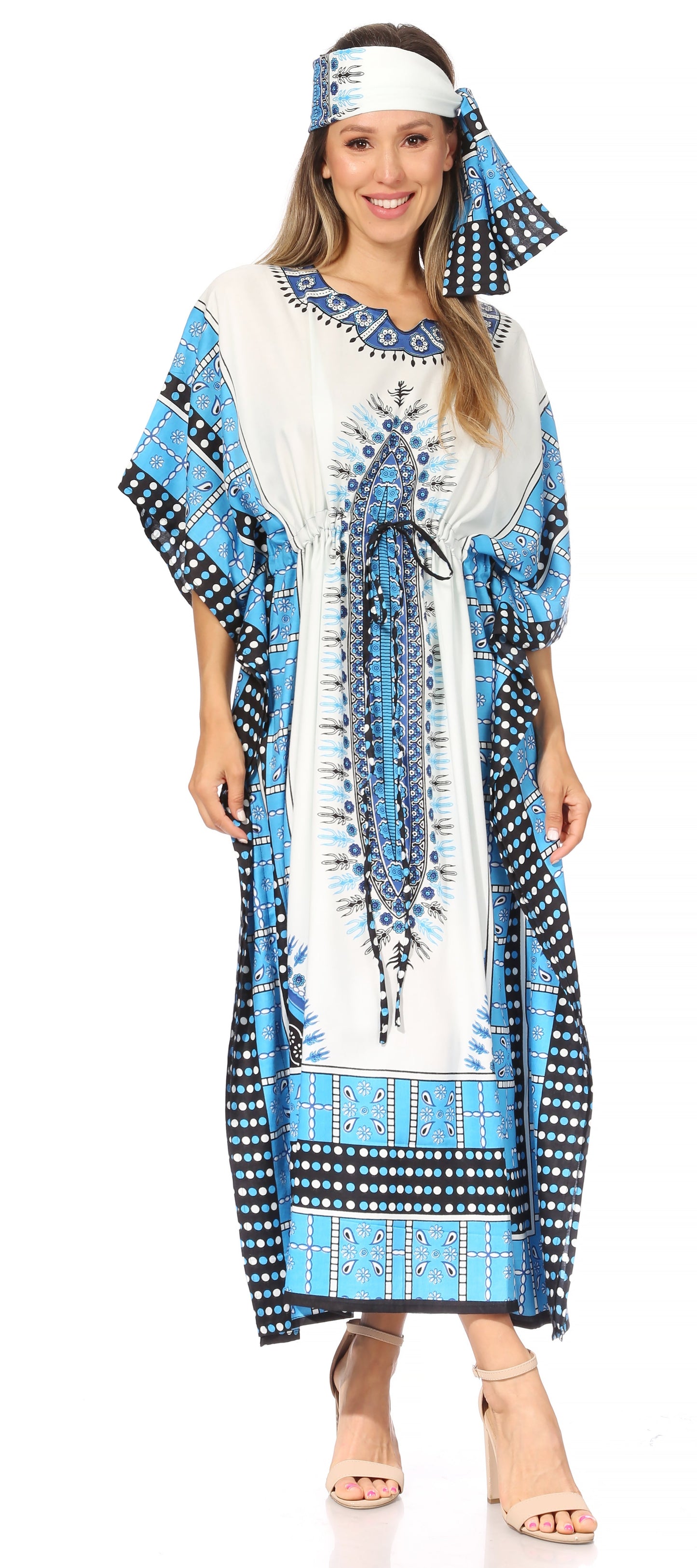 Sakkas Mera Women's Long Loose Short Sleeve Summer Casual Caftan Kaftan Dress - Concordia Style Boutique