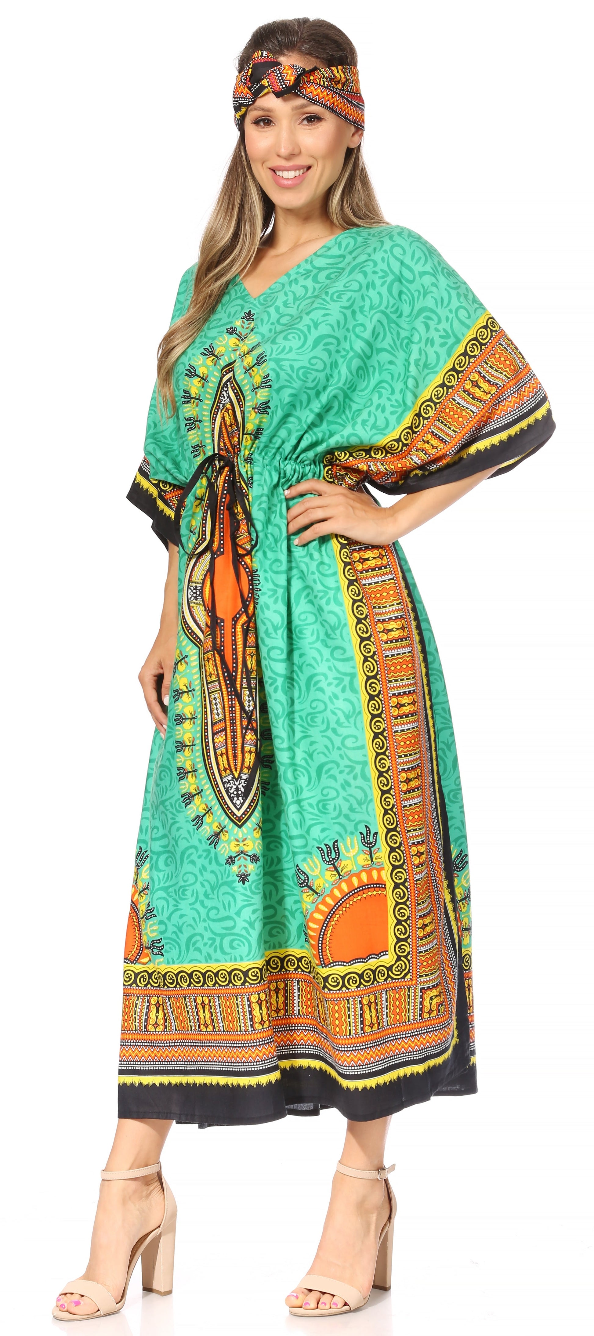 Sakkas Mera Women's Long Loose Short Sleeve Summer Casual Caftan Kaftan Dress - Concordia Style Boutique