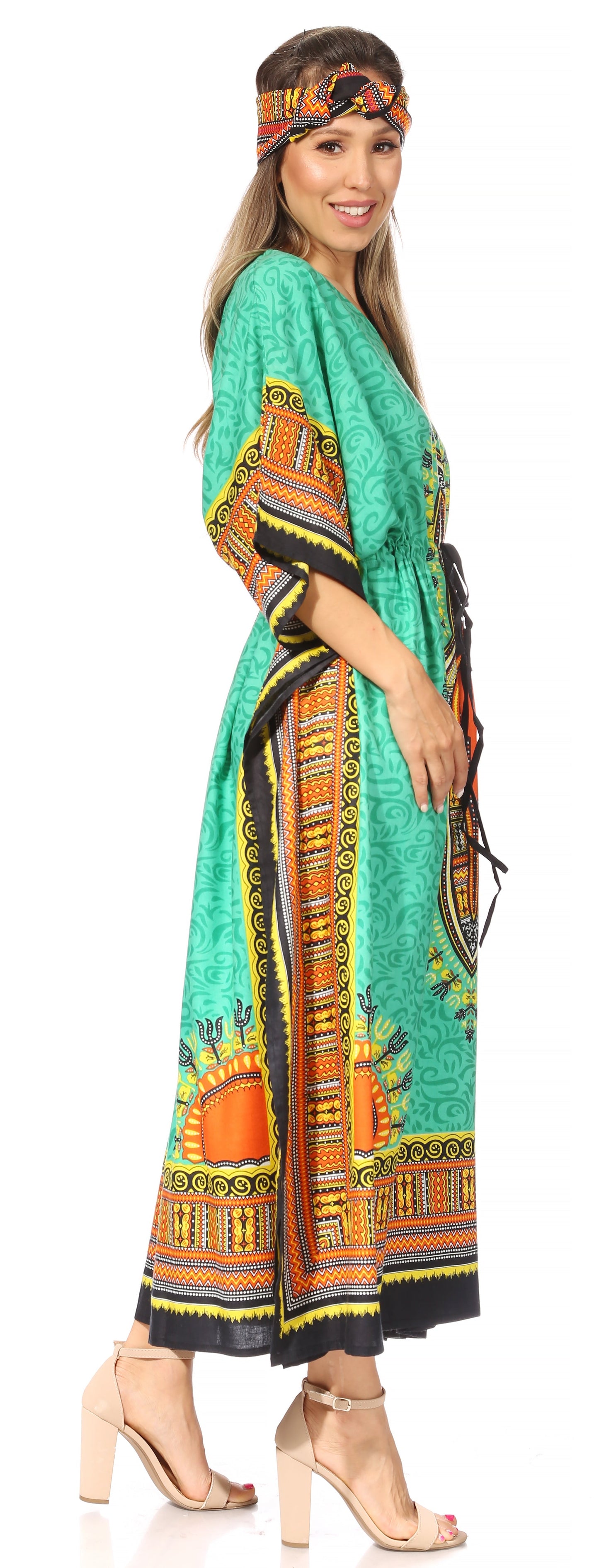 Sakkas Mera Women's Long Loose Short Sleeve Summer Casual Caftan Kaftan Dress - Concordia Style Boutique