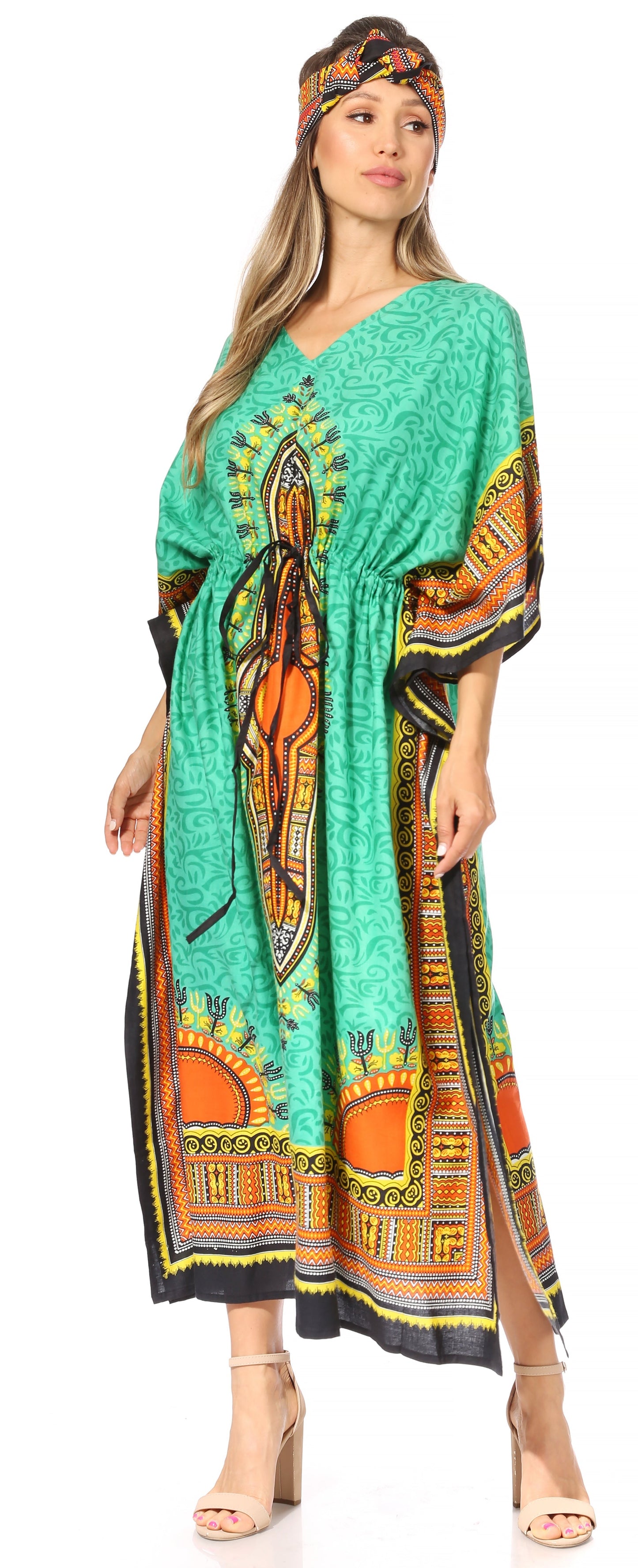 Sakkas Mera Women's Long Loose Short Sleeve Summer Casual Caftan Kaftan Dress - Concordia Style Boutique