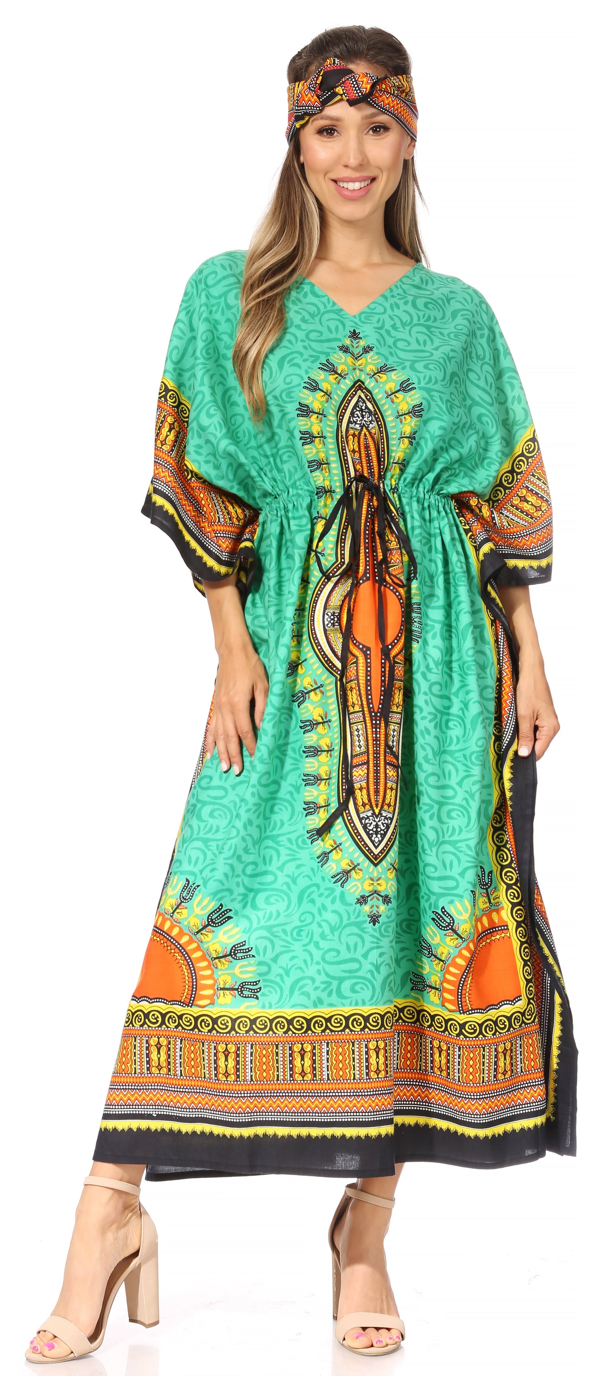 Sakkas Mera Women's Long Loose Short Sleeve Summer Casual Caftan Kaftan Dress - Concordia Style Boutique